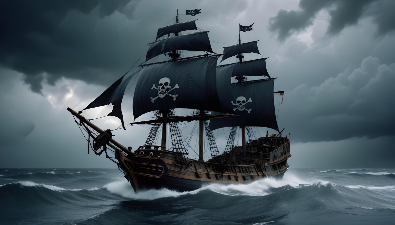 Majestic Sailing Ship on Ocean with Vintage Maritime Adventure Theme