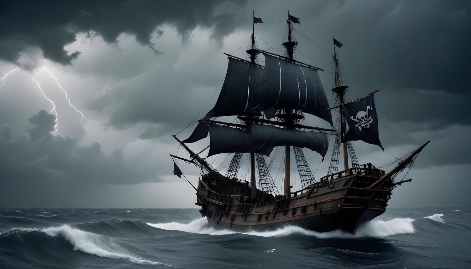 Majestic Sailing Ship on Ocean with Vintage Maritime Adventure Theme