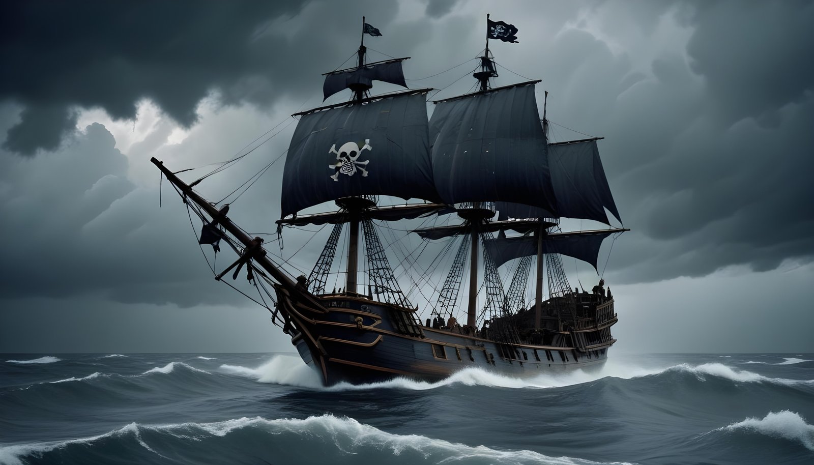 Majestic Sailing Ship on Ocean with Vintage Maritime Adventure Theme