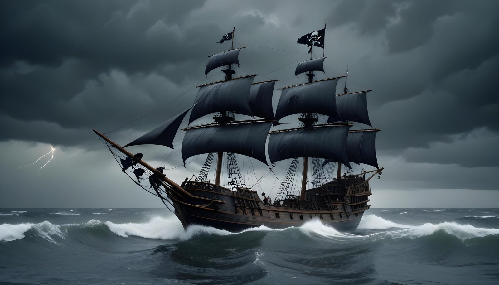 Majestic Sailing Ship on Ocean with Vintage Maritime Adventure Theme