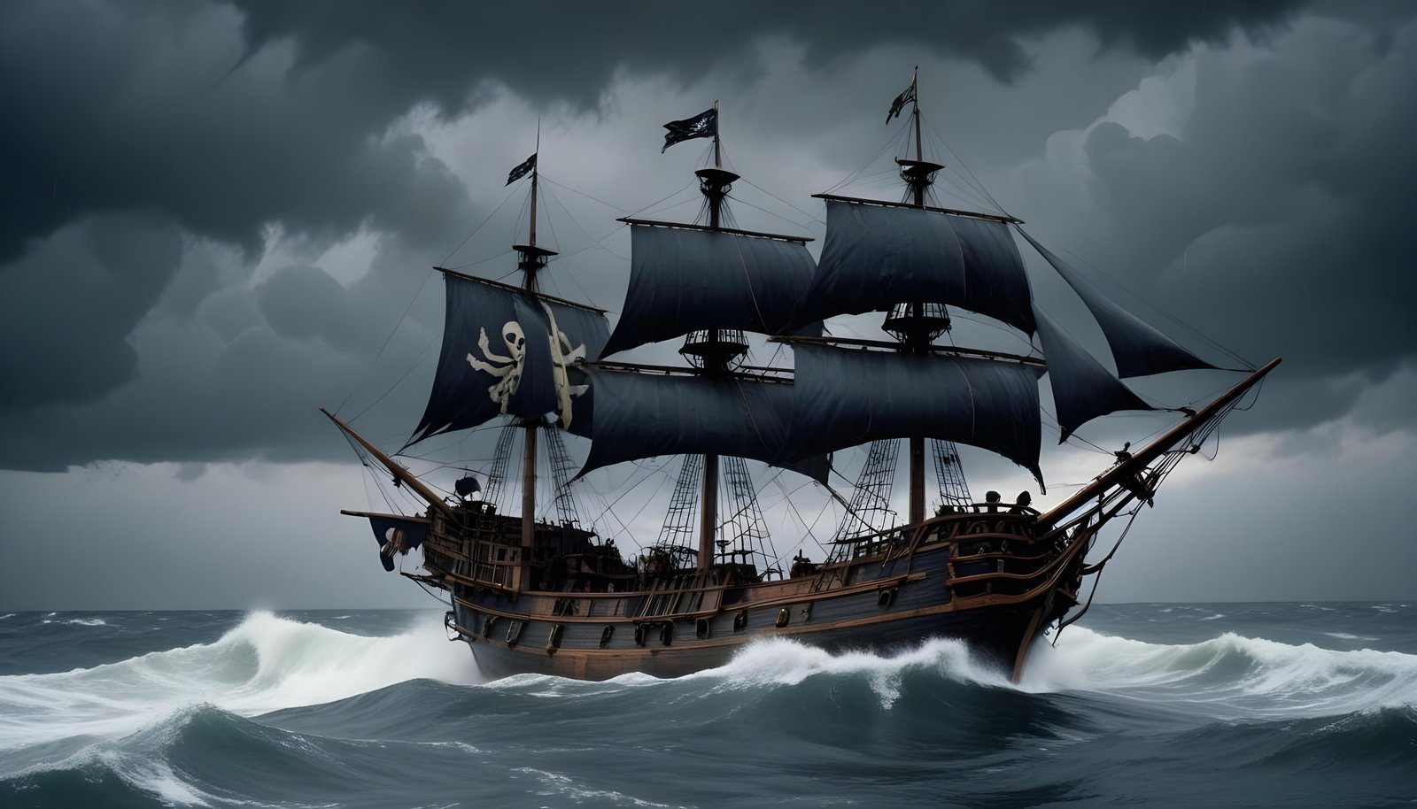 Majestic Sailing Ship on Ocean with Vintage Maritime Adventure Theme