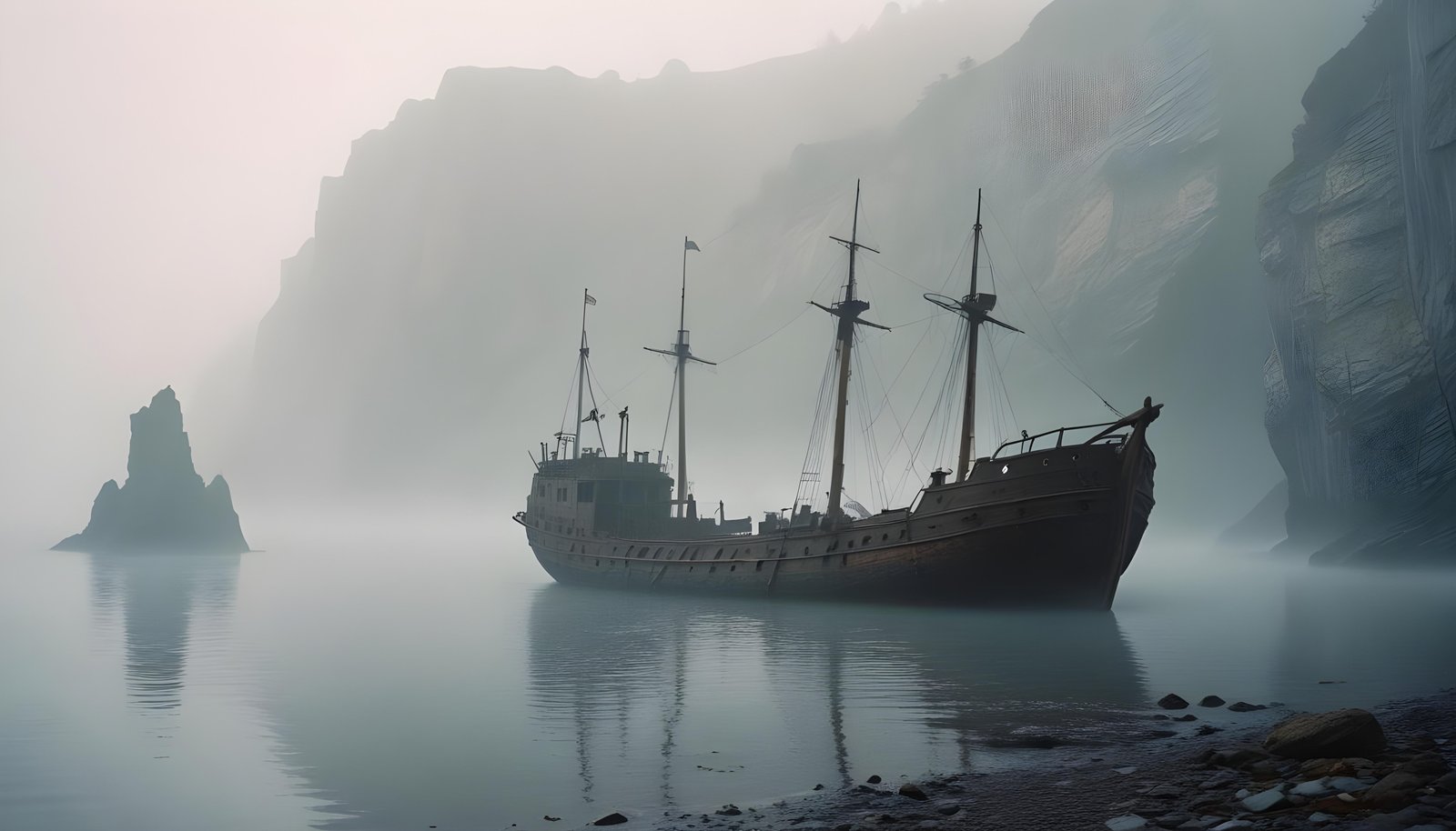 Majestic Sailing Ship on Ocean with Vintage Maritime Adventure Theme
