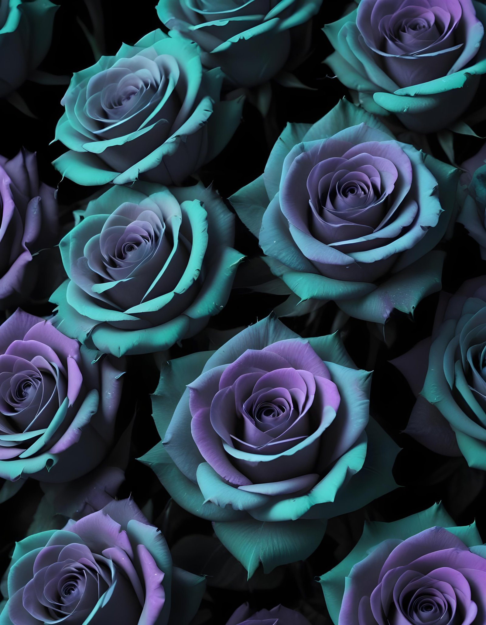Moonlit Rose Garden Fantasy Landscape with Blooming Flowers and Night Sky