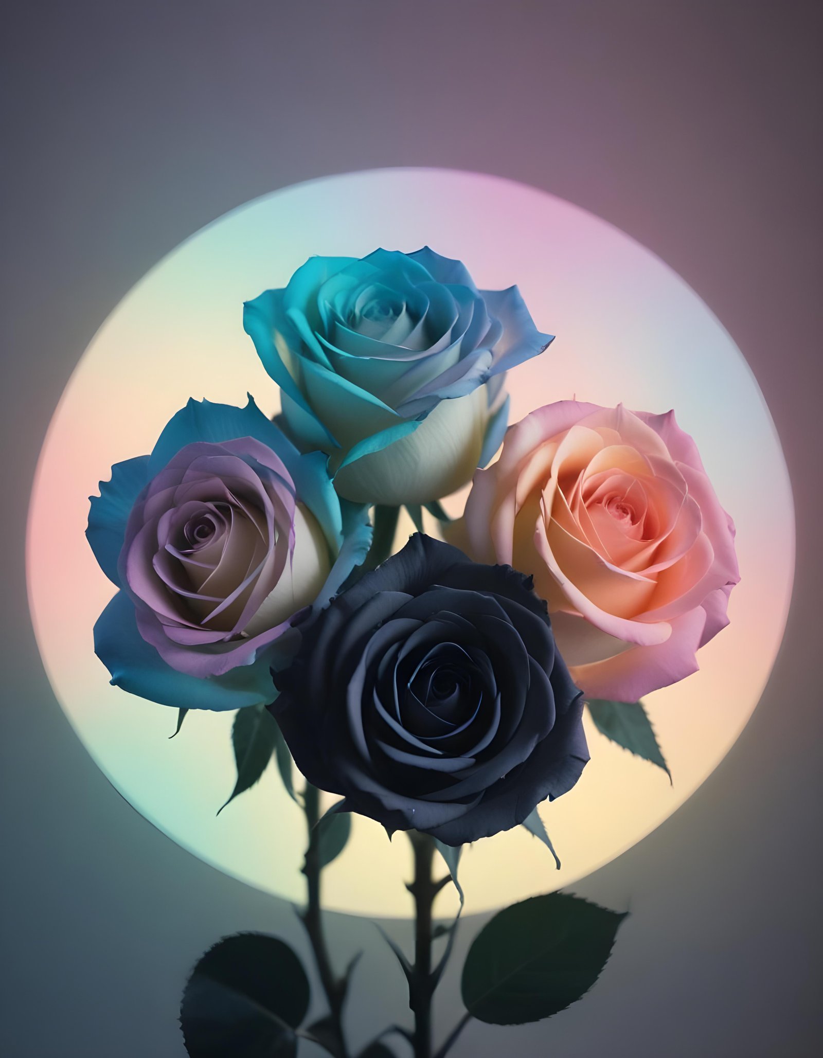 Moonlit Rose Garden Fantasy Landscape with Blooming Flowers and Night Sky