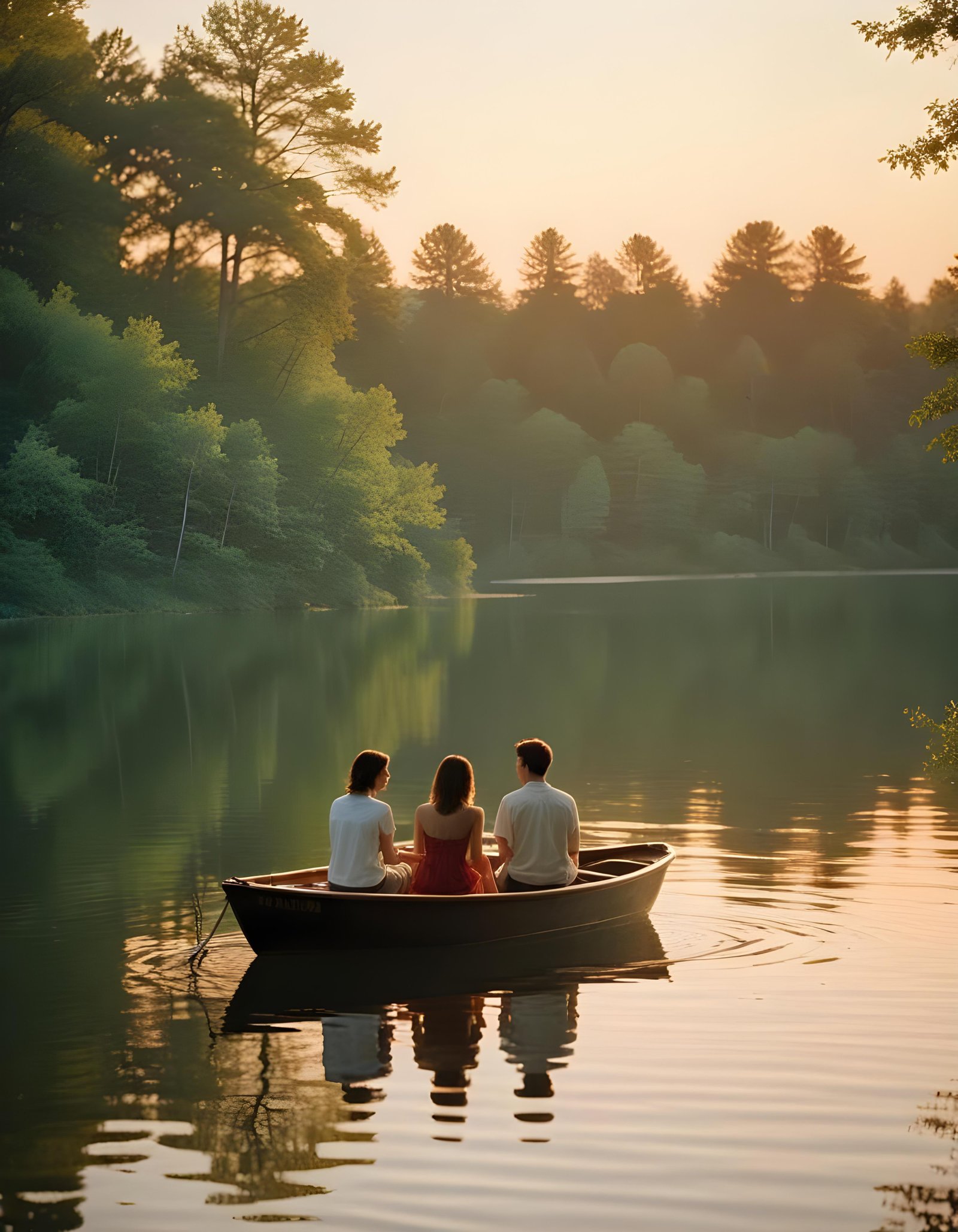 Romantic Couple Walking Together in Nature at Sunset and Moonlight Background