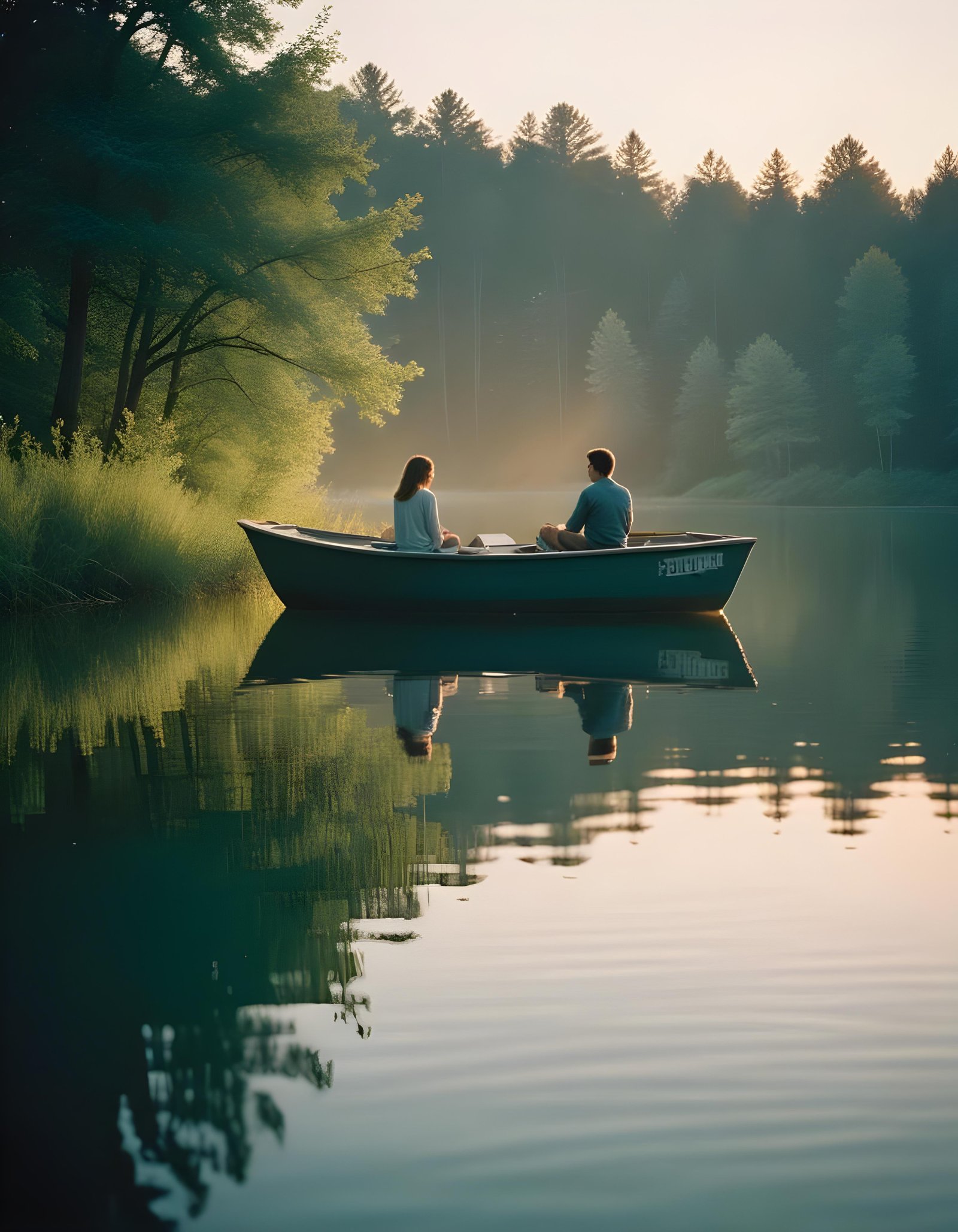 Romantic Couple Walking Together in Nature at Sunset and Moonlight Background