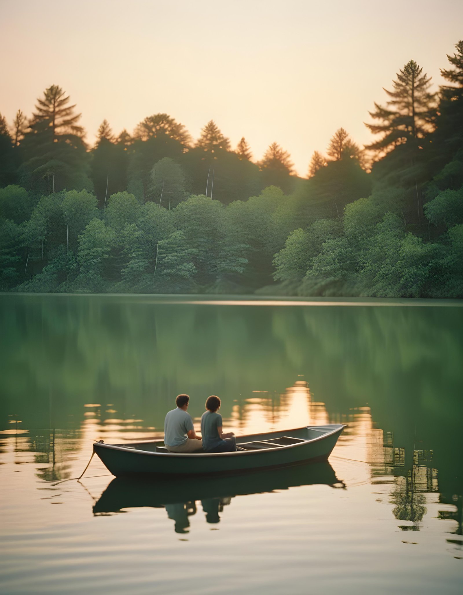 Romantic Couple Walking Together in Nature at Sunset and Moonlight Background