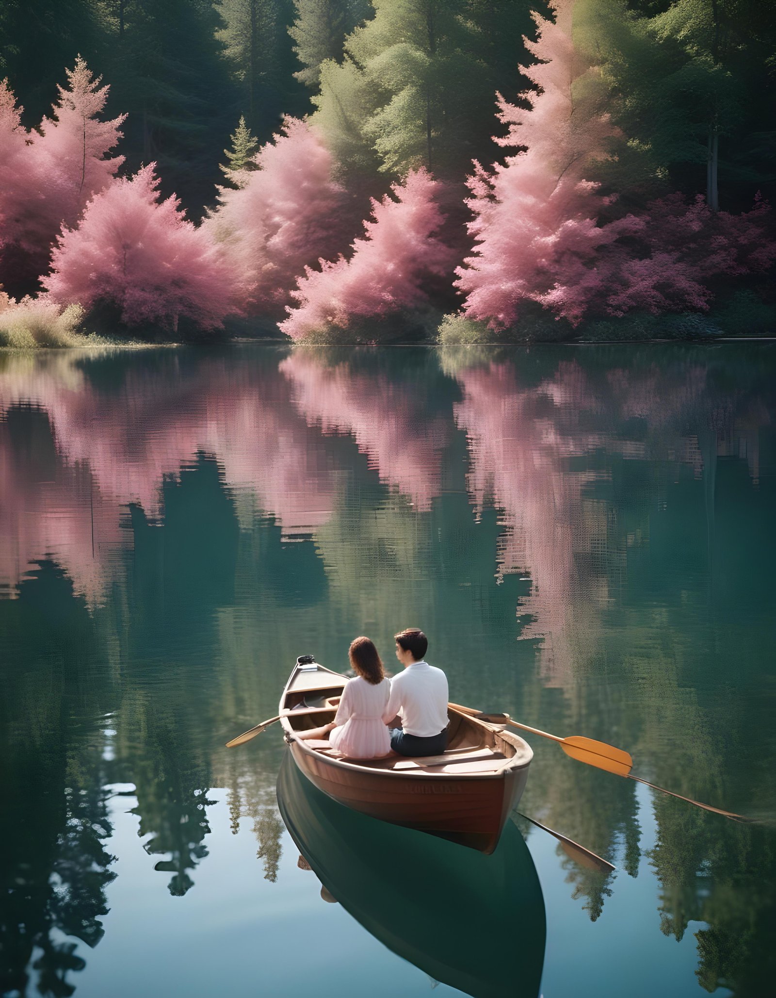 Romantic Couple Walking Together in Nature at Sunset and Moonlight Background