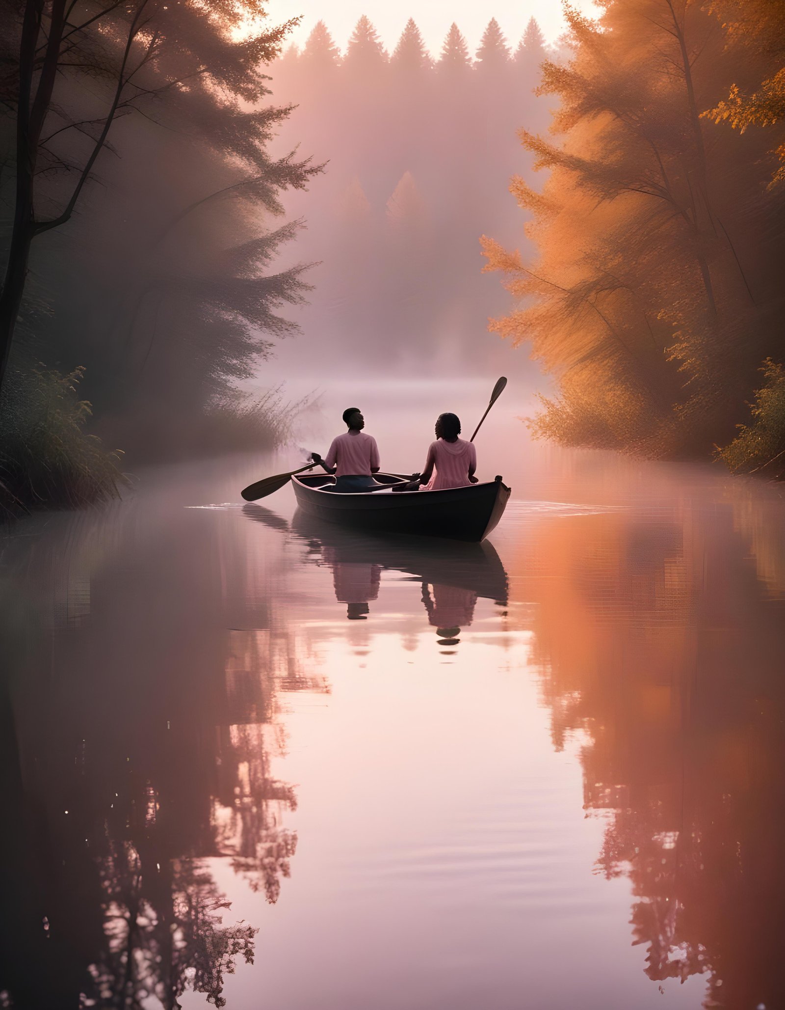 Romantic Couple Walking Together in Nature at Sunset and Moonlight Background