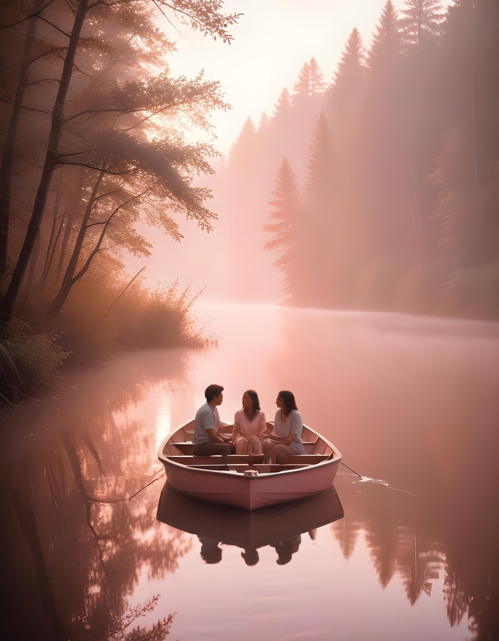 Romantic Couple Walking Together in Nature at Sunset and Moonlight Background