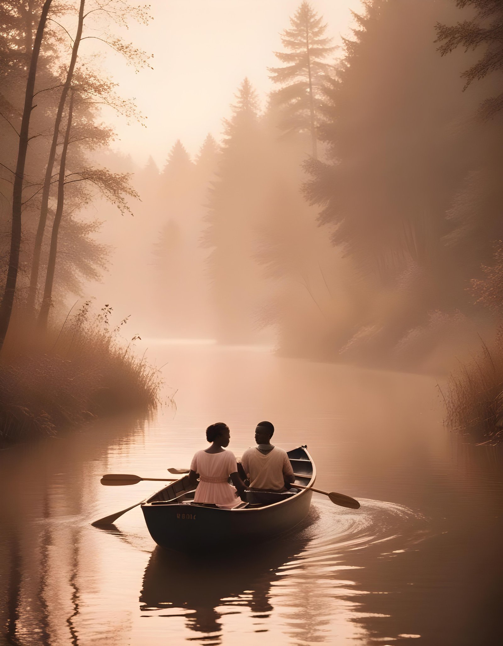 Romantic Couple Walking Together in Nature at Sunset and Moonlight Background