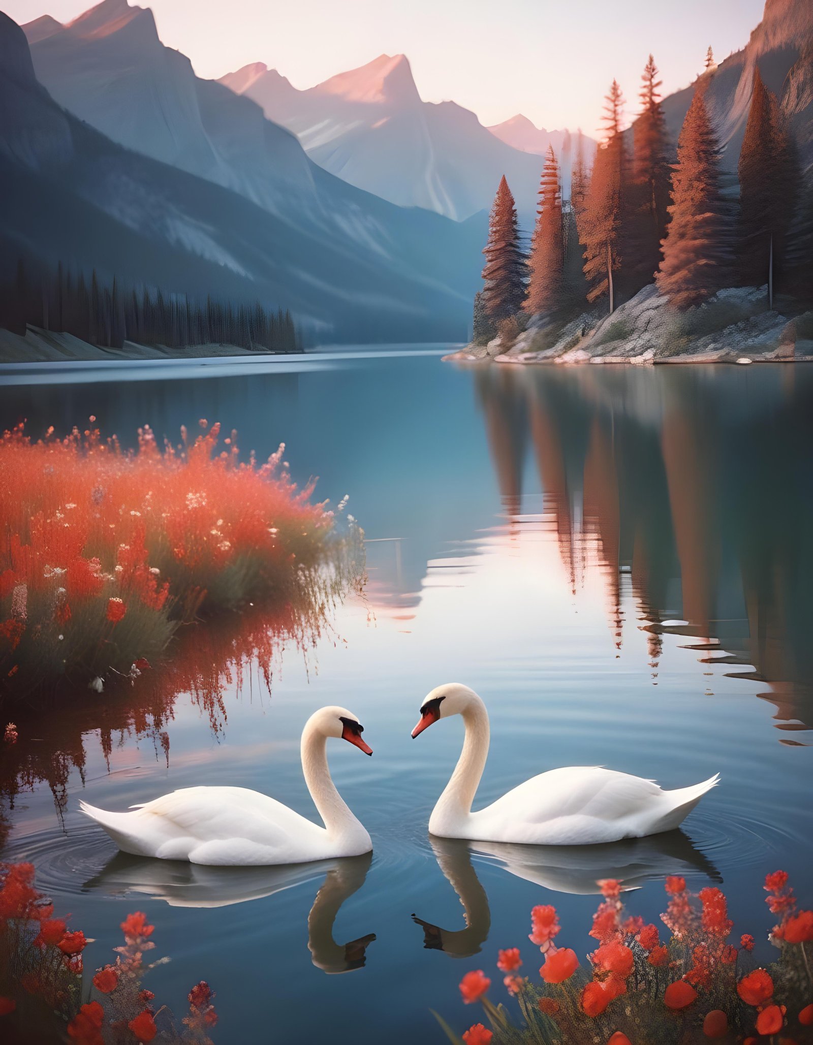 Romantic Couple Walking Together in Nature at Sunset and Moonlight Background