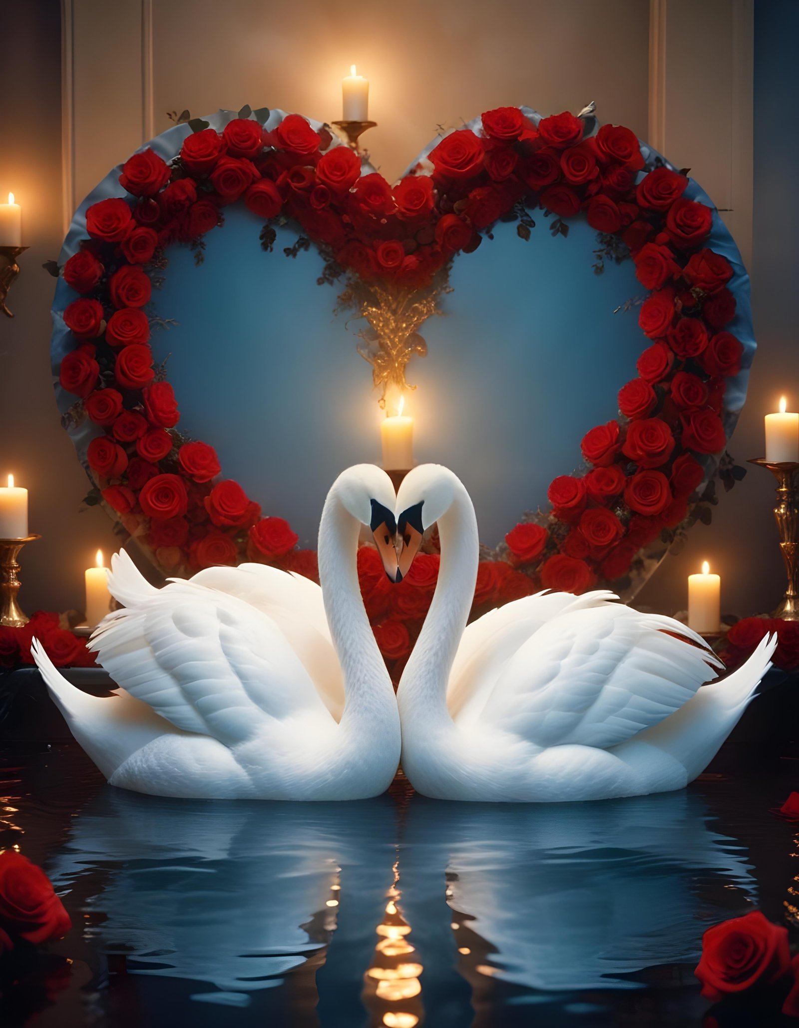 Romantic Love Birds Illustration with Floral Heart Frame and Valentine Theme