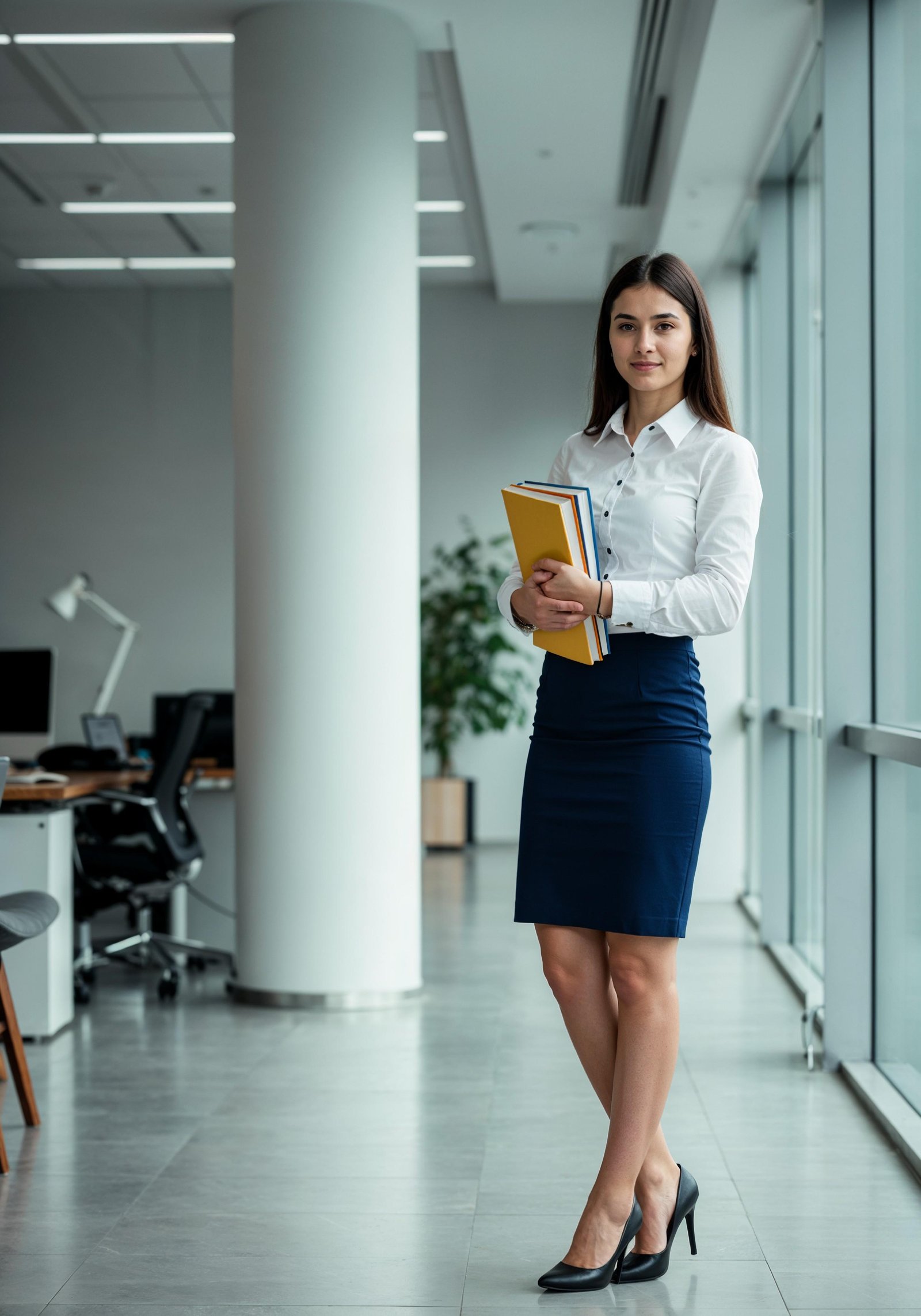 Confident Young Businesswoman in Professional Corporate Attire Office Portrait