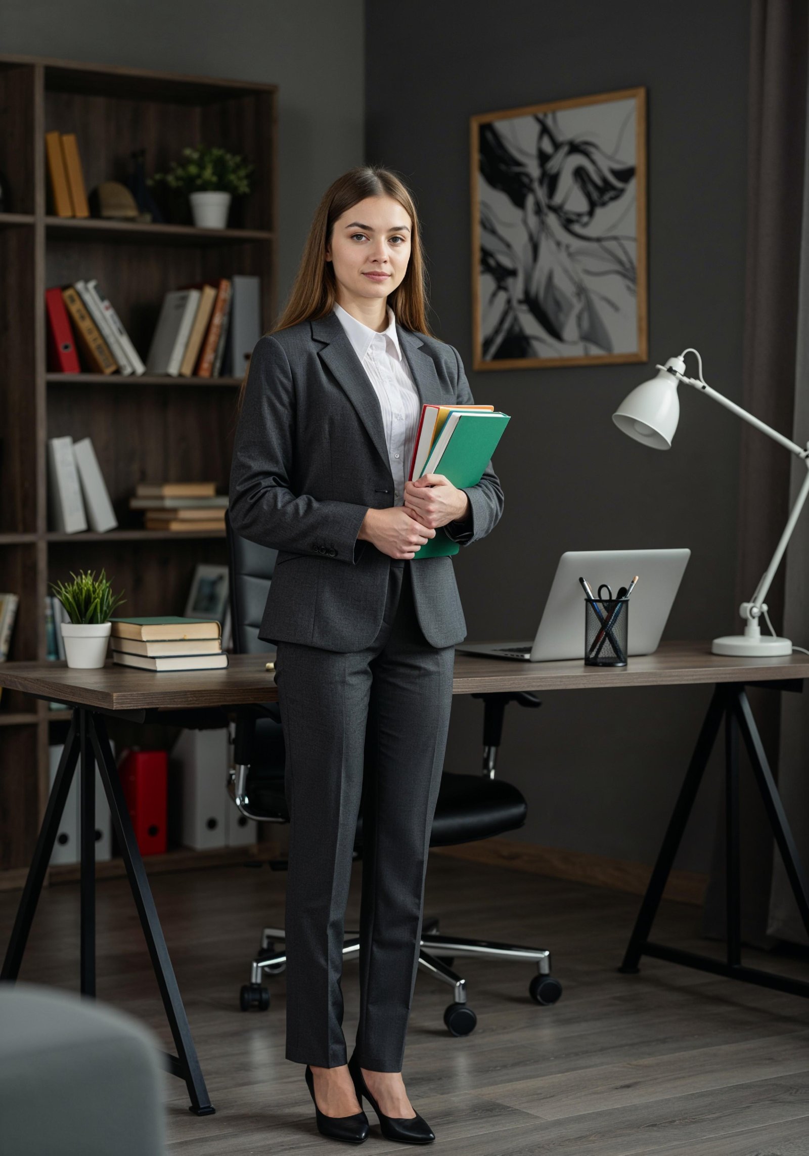 Confident Young Businesswoman in Professional Corporate Attire Office Portrait