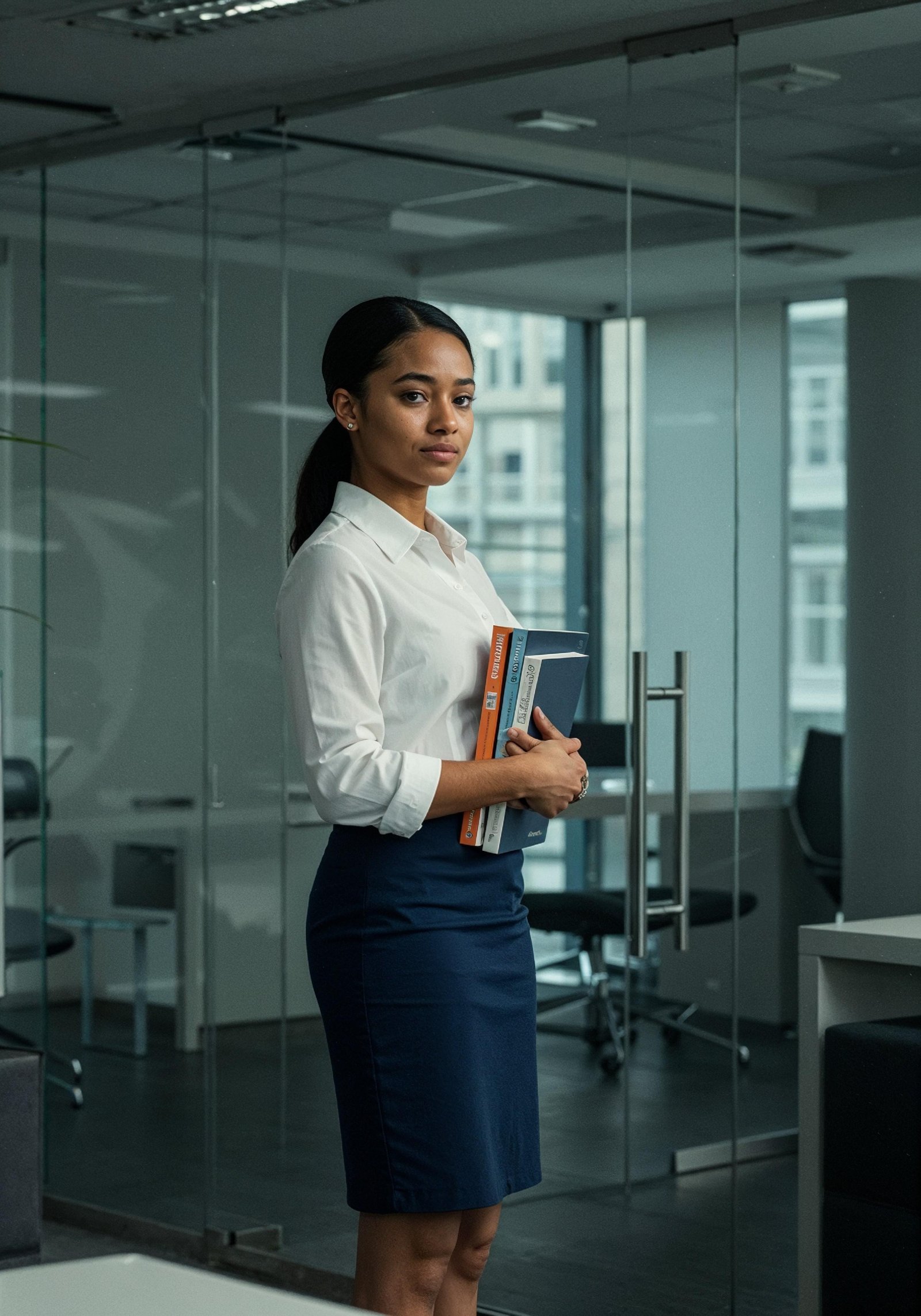 Confident Young Businesswoman in Professional Corporate Attire Office Portrait
