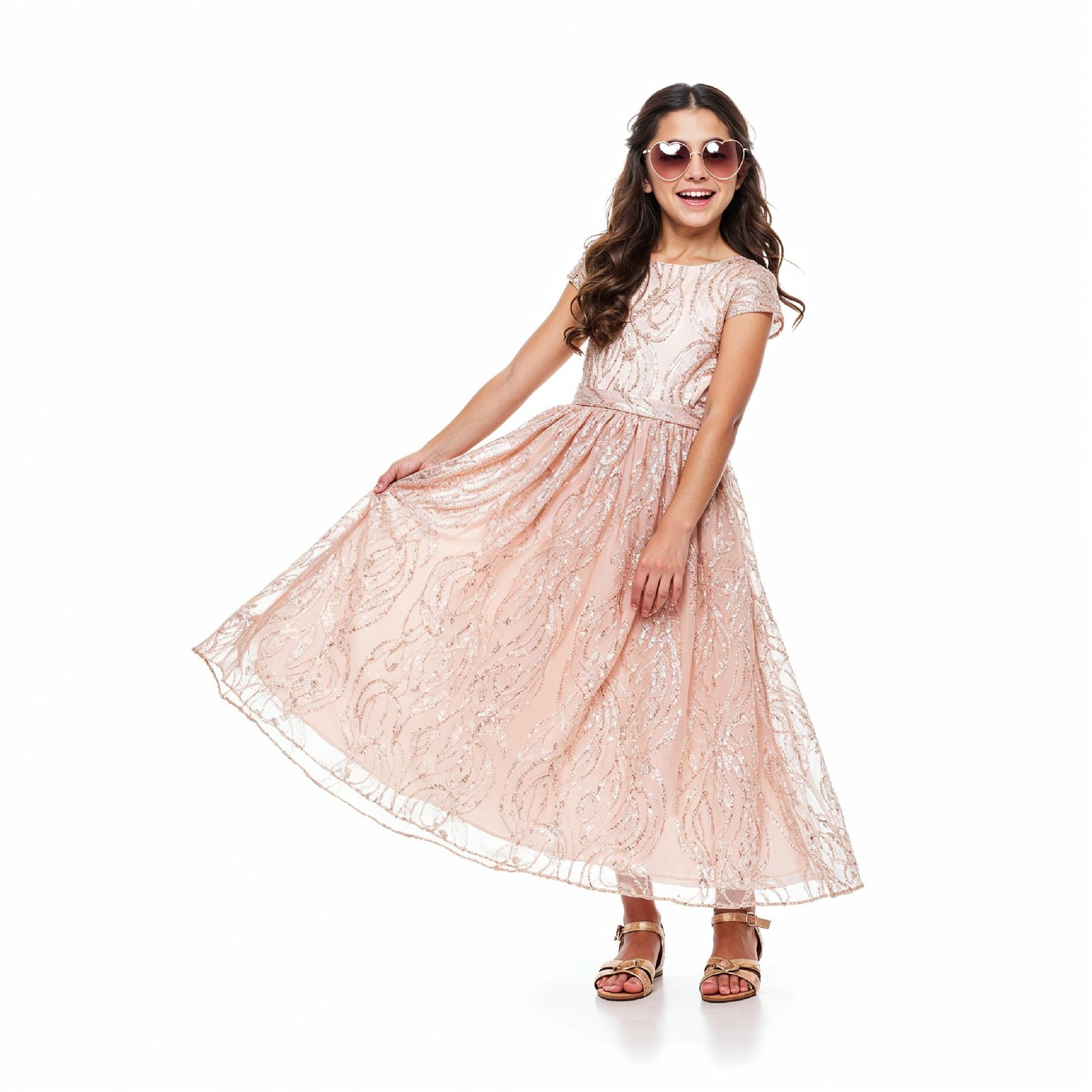 Stylish Young Girl Fashion Portrait Isolated on White Background