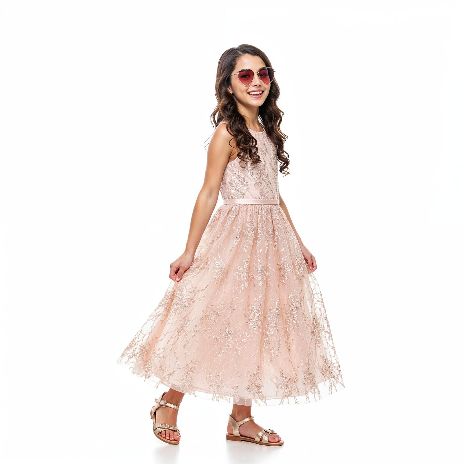 Stylish Young Girl Fashion Portrait Isolated on White Background
