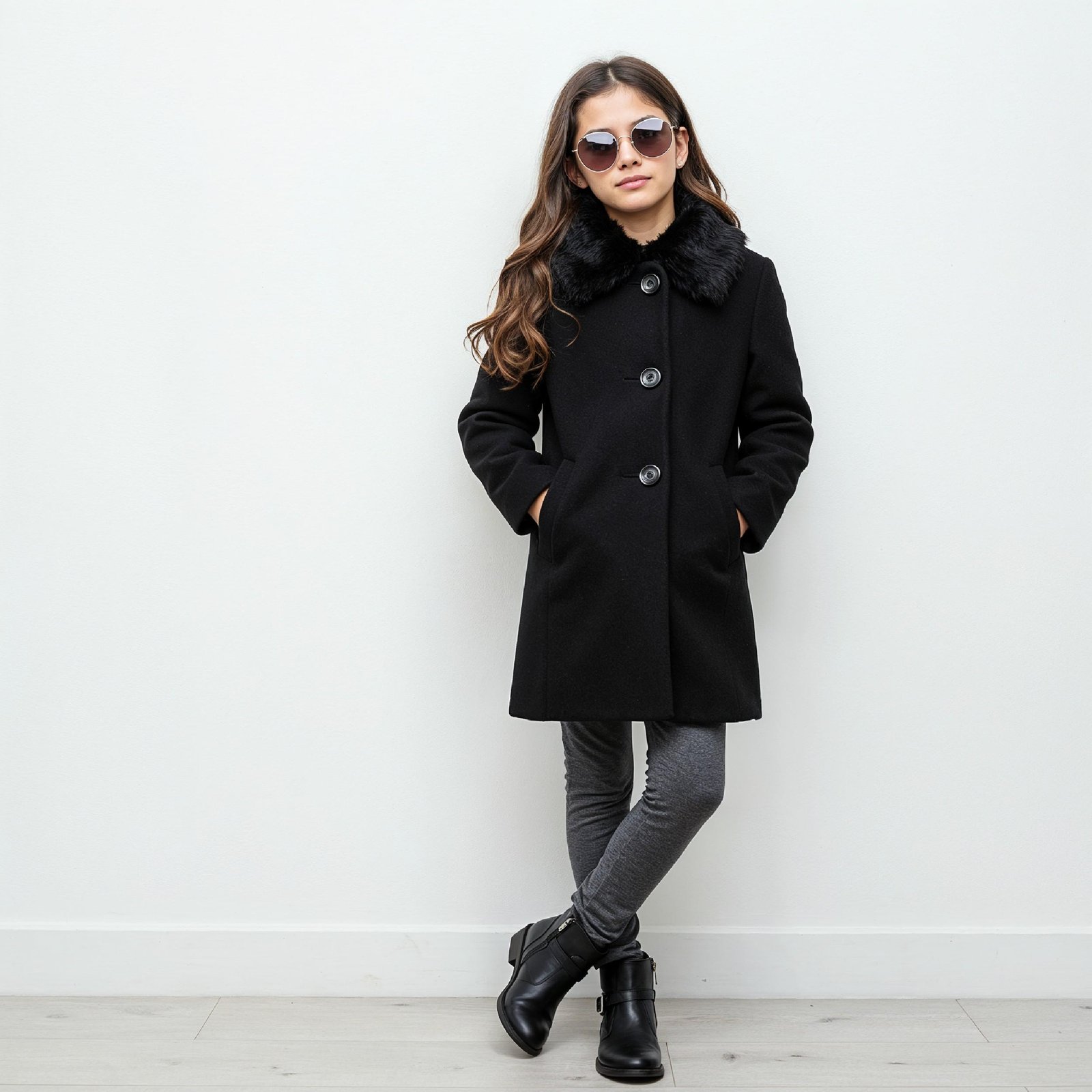 Stylish Young Girl Fashion Portrait Isolated on White Background