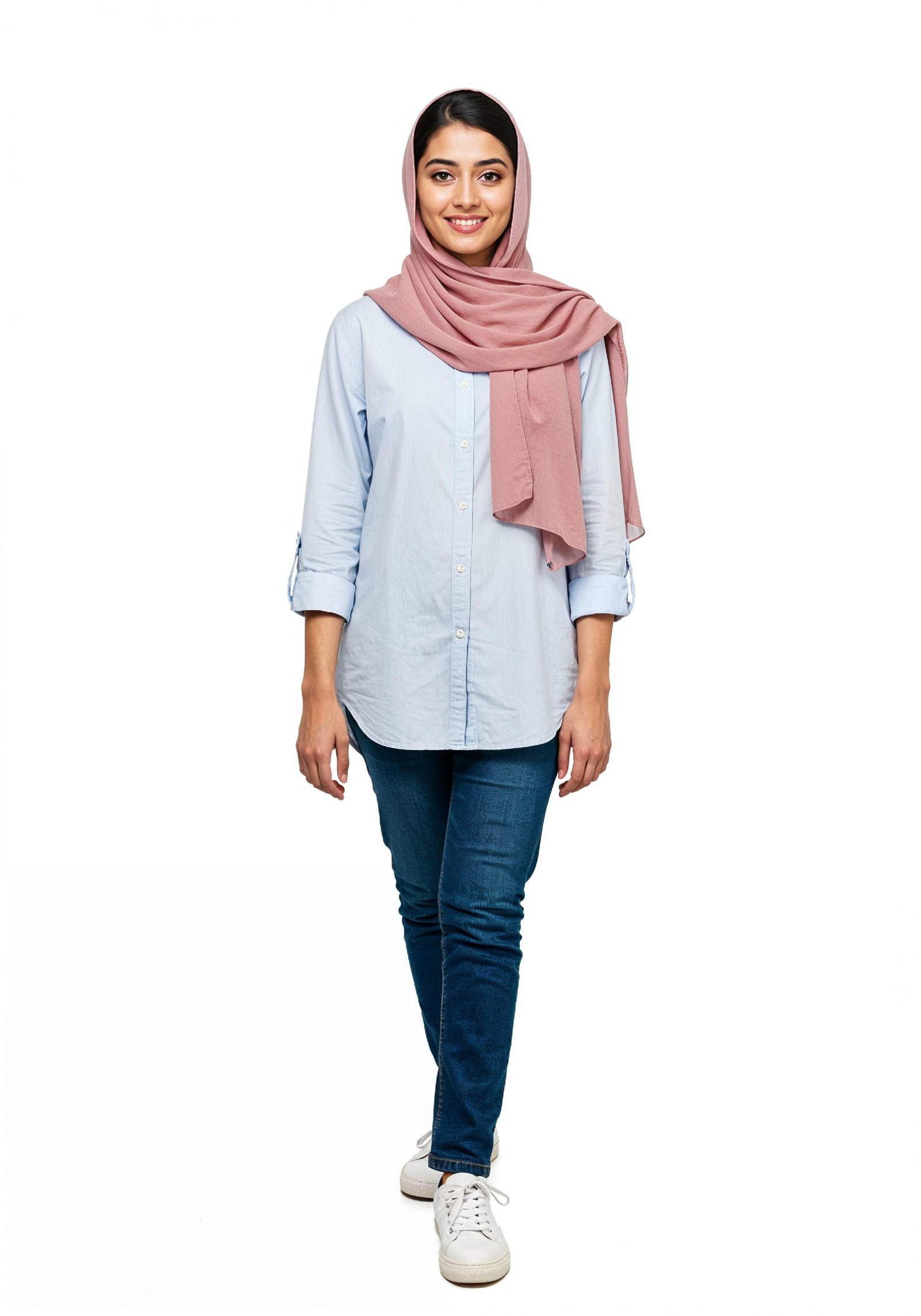 Young Muslim Woman in Modest Traditional Attire Educational Portrait