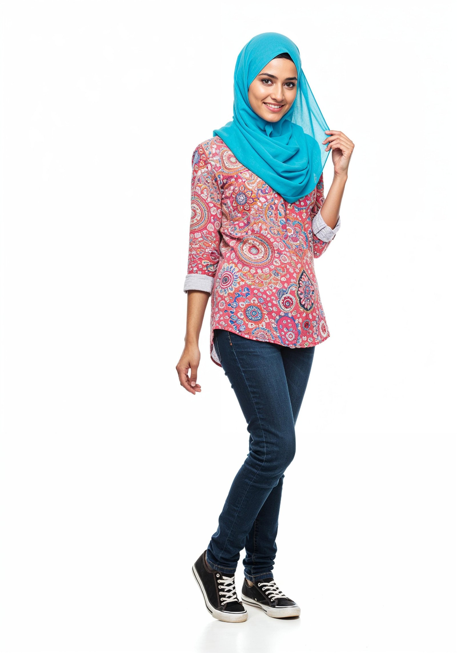 Young Muslim Woman in Modest Traditional Attire Educational Portrait