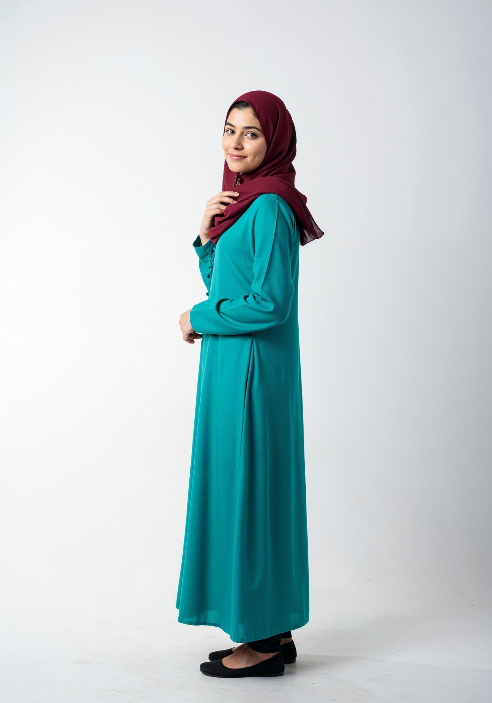 Young Muslim Woman in Modest Traditional Attire Educational Portrait