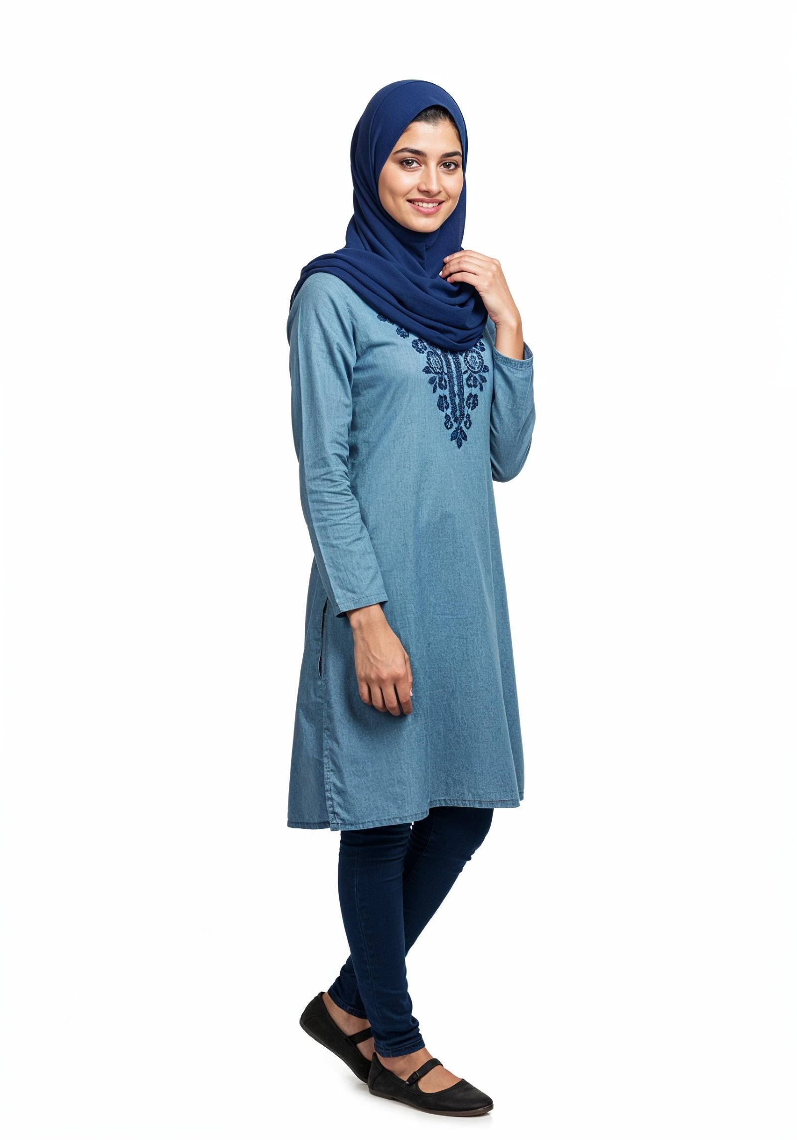 Young Muslim Woman in Modest Traditional Attire Educational Portrait