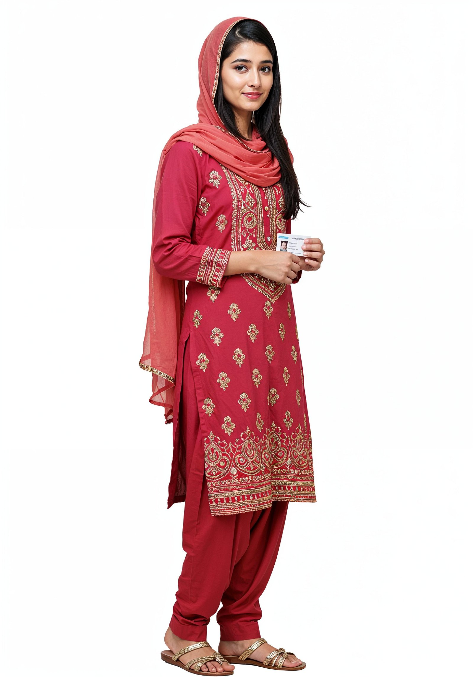 Young Muslim Woman in Modest Traditional Attire Educational Portrait