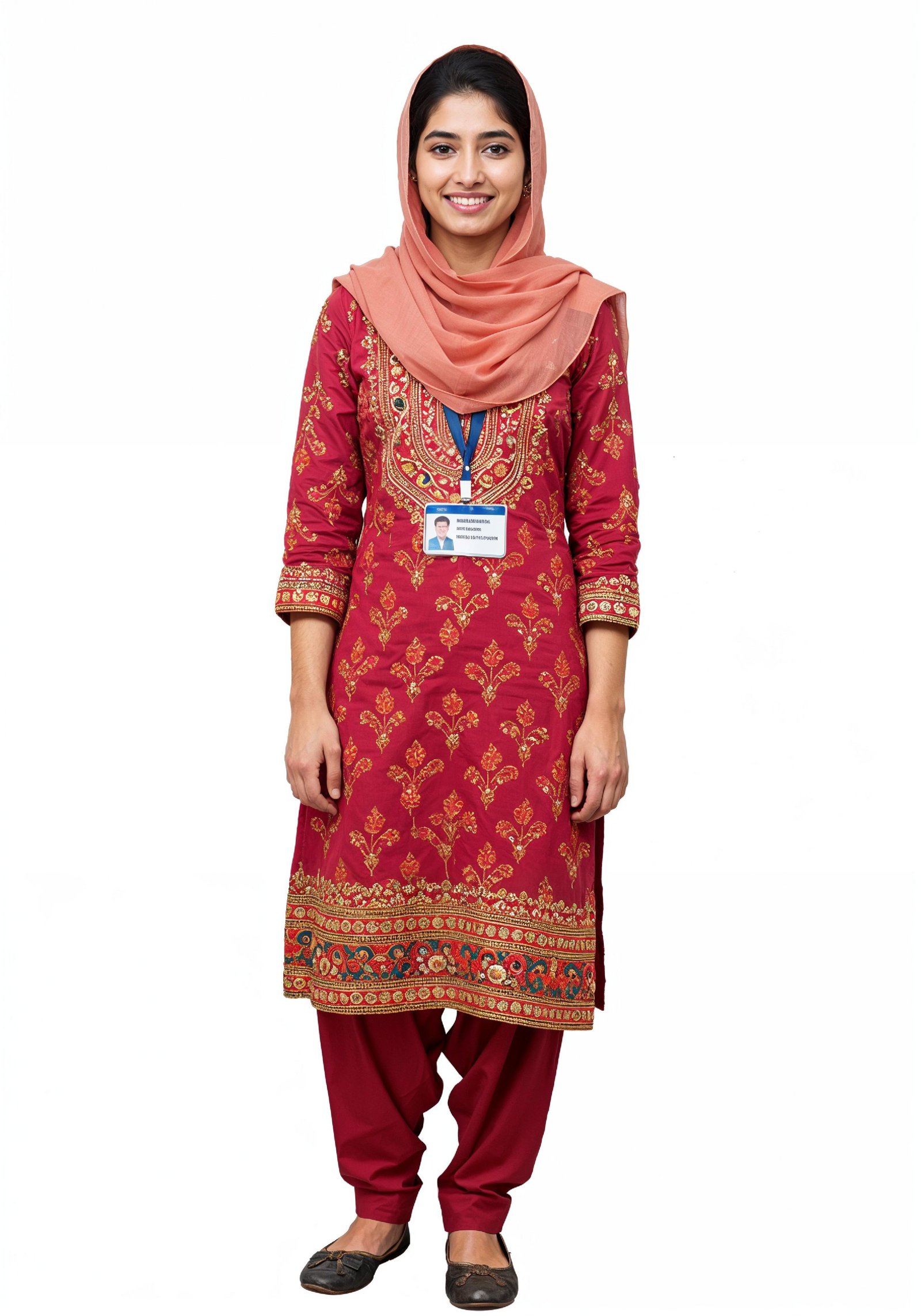 Young Muslim Woman in Modest Traditional Attire Educational Portrait