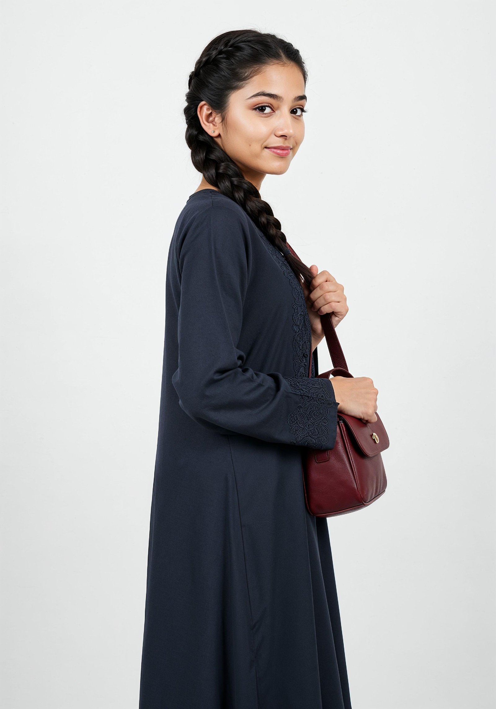 Young Muslim Woman in Modest Traditional Attire Educational Portrait