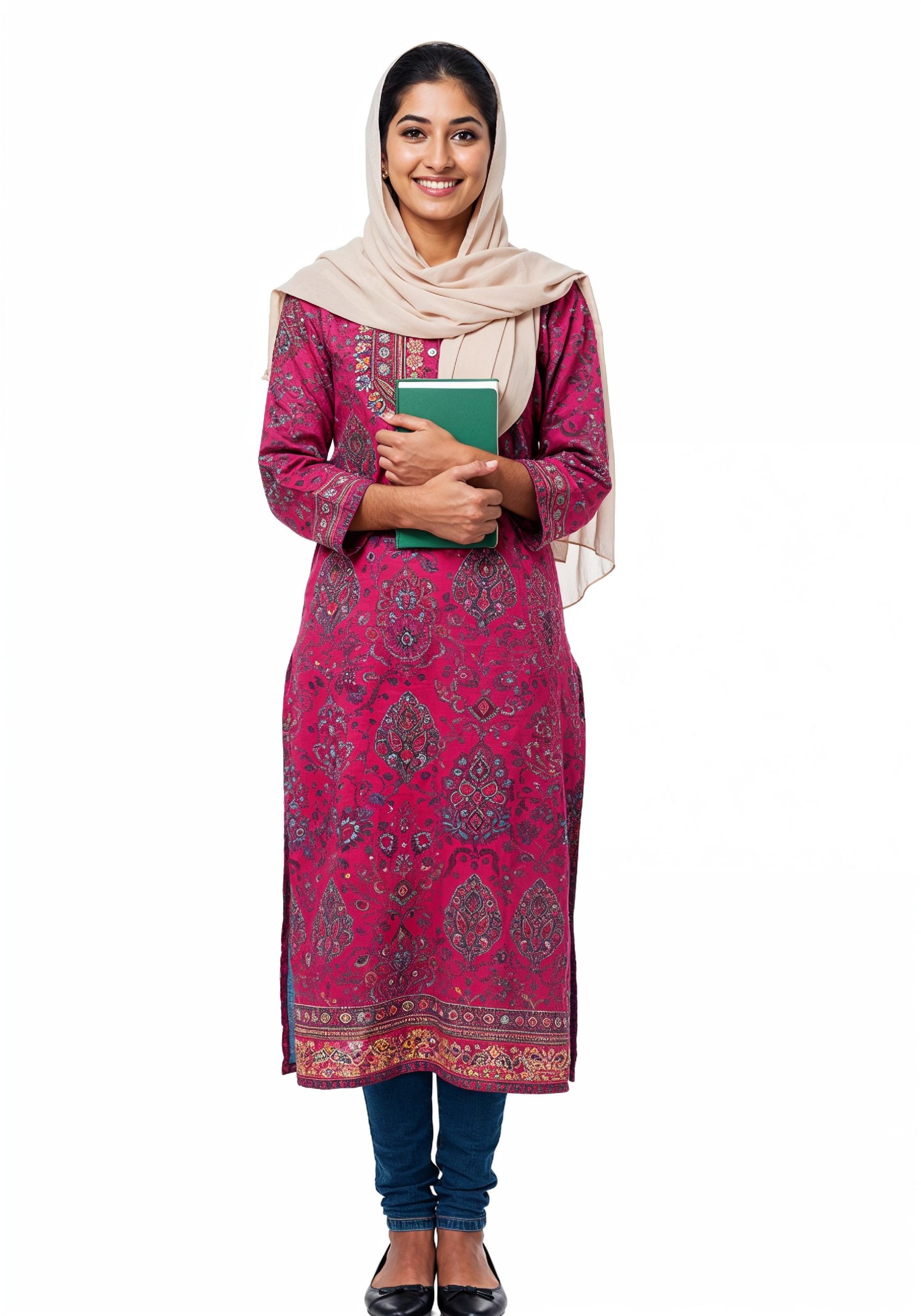 Young Muslim Woman in Modest Traditional Attire Educational Portrait