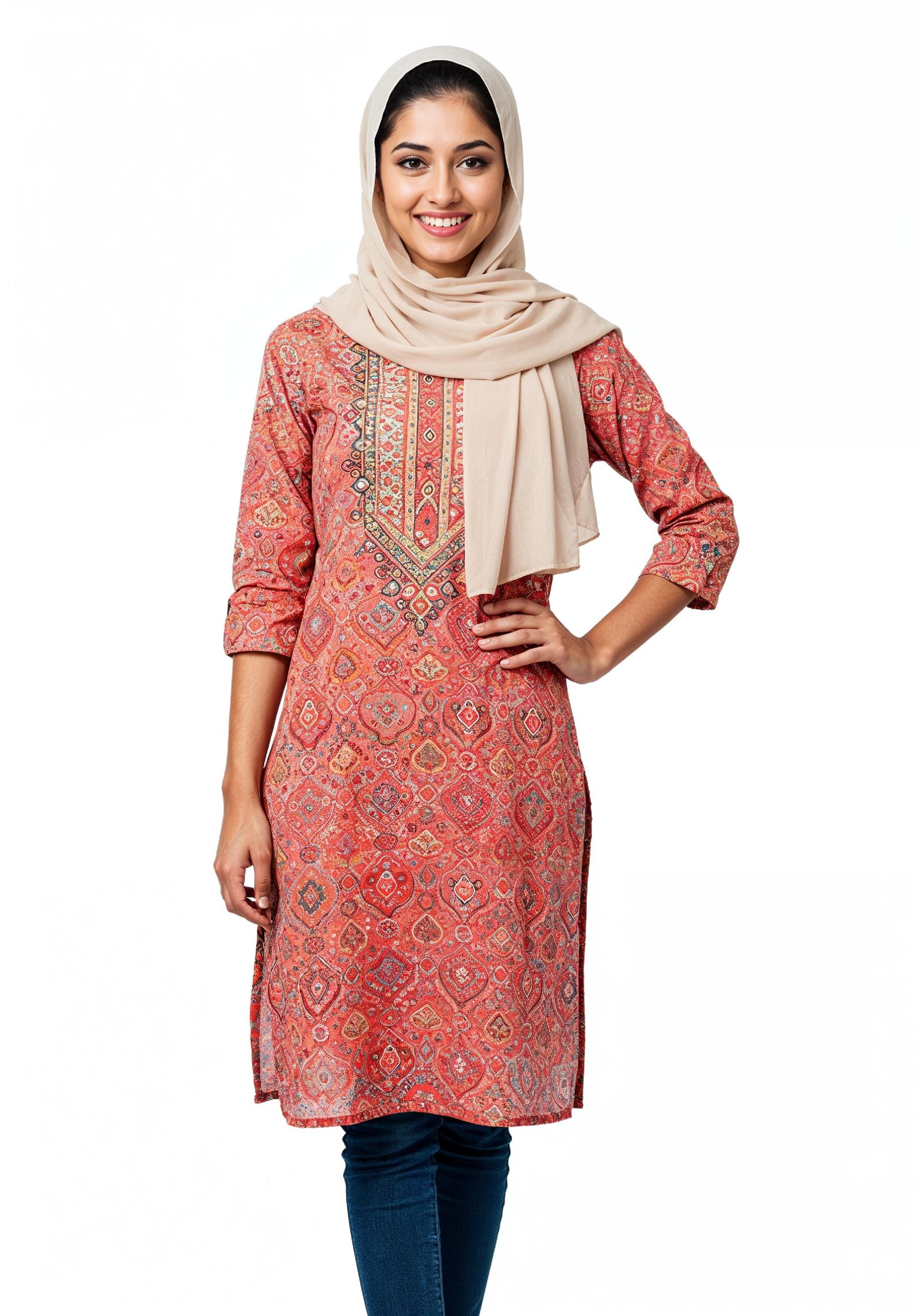 Young Muslim Woman in Modest Traditional Attire Educational Portrait