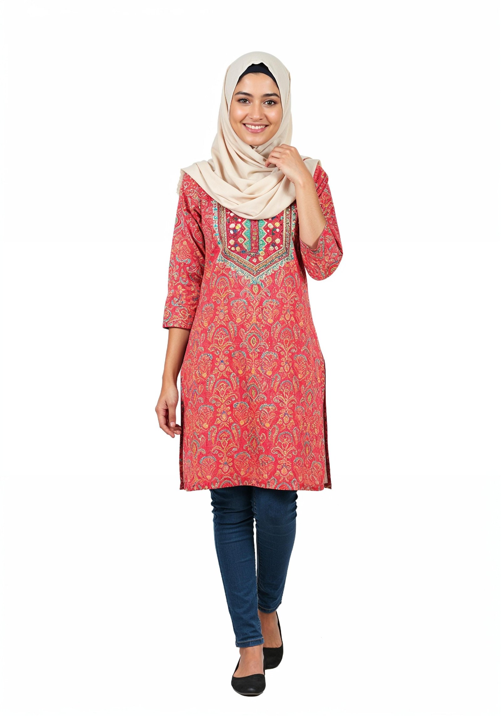 Young Muslim Woman in Modest Traditional Attire Educational Portrait