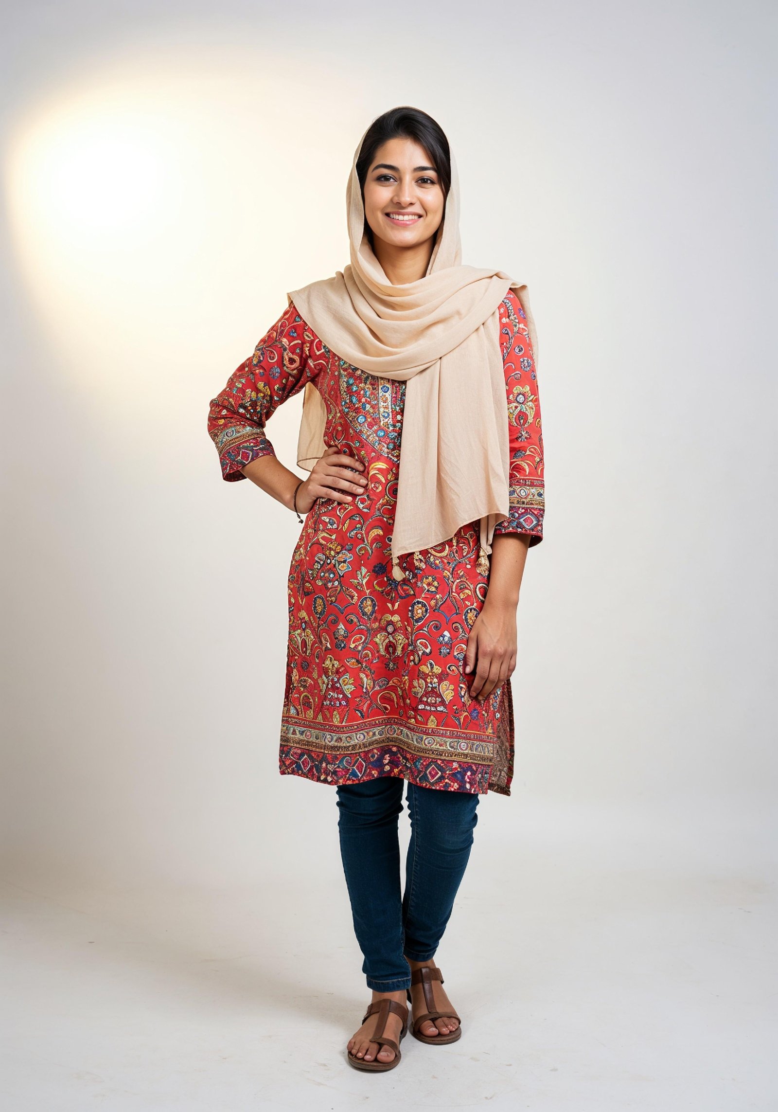 Young Muslim Woman in Modest Traditional Attire Educational Portrait