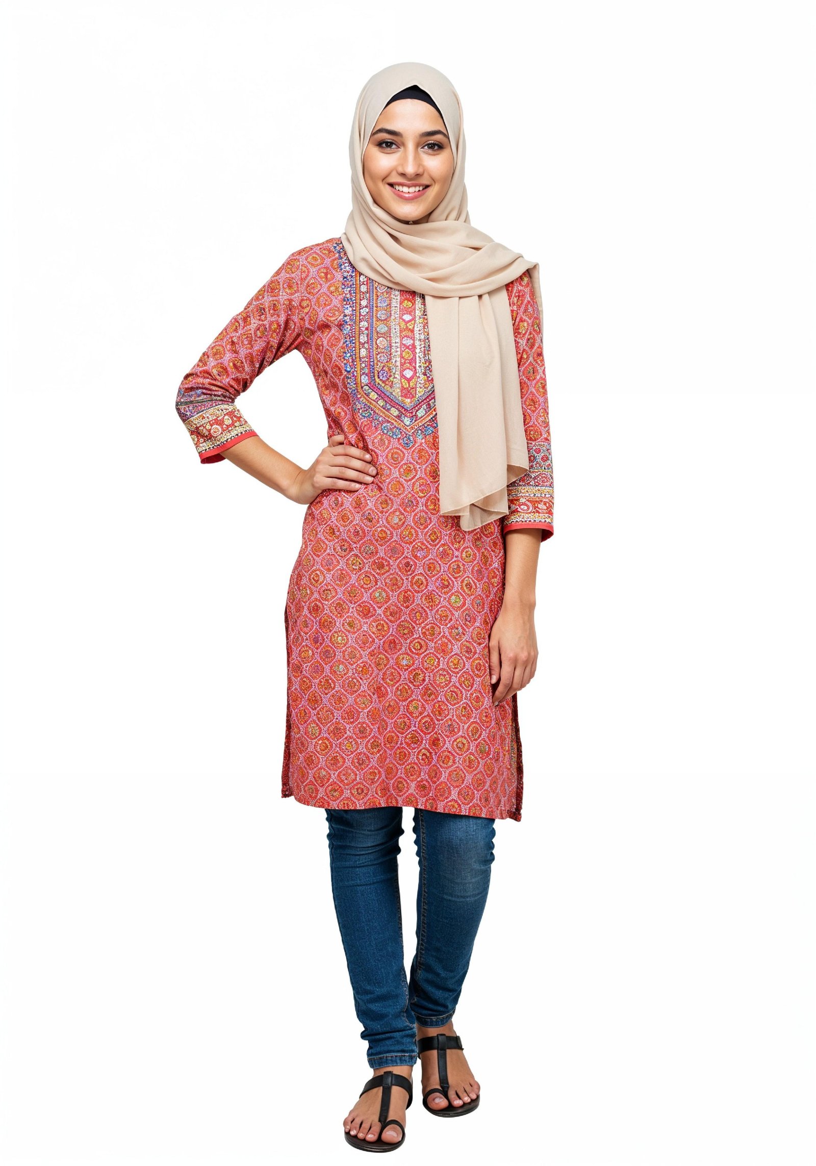Young Muslim Woman in Modest Traditional Attire Educational Portrait