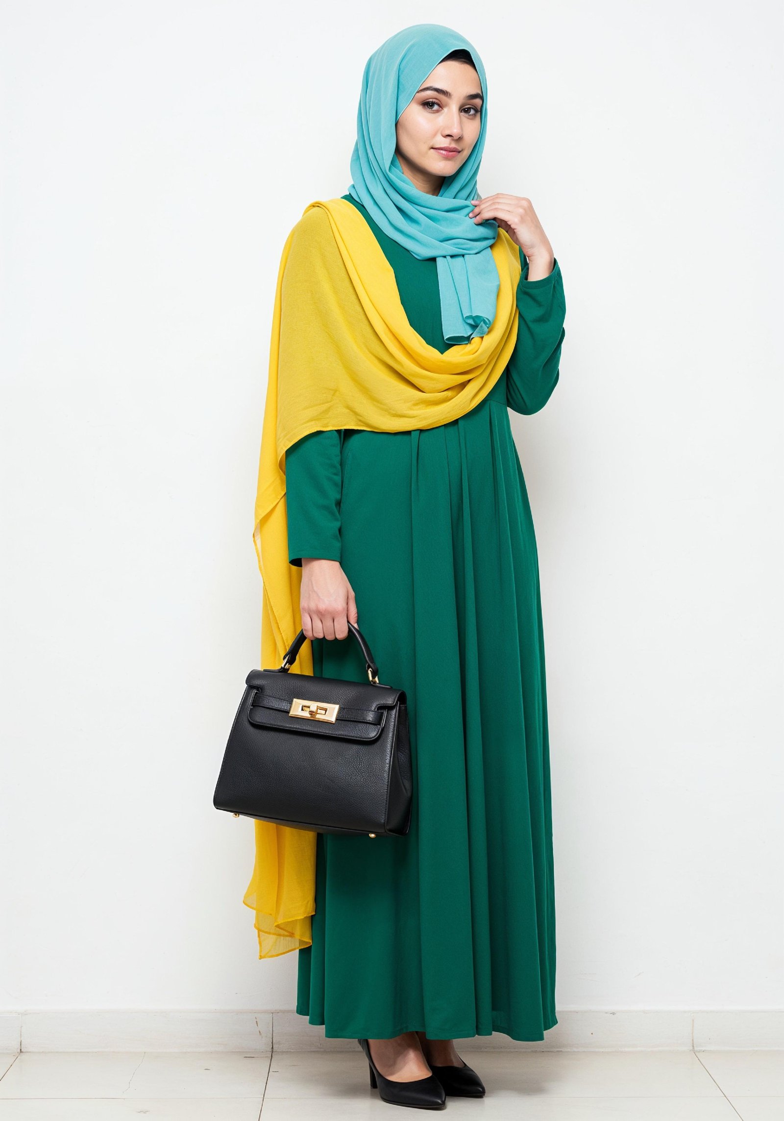 Young Muslim Woman in Modest Traditional Attire Educational Portrait
