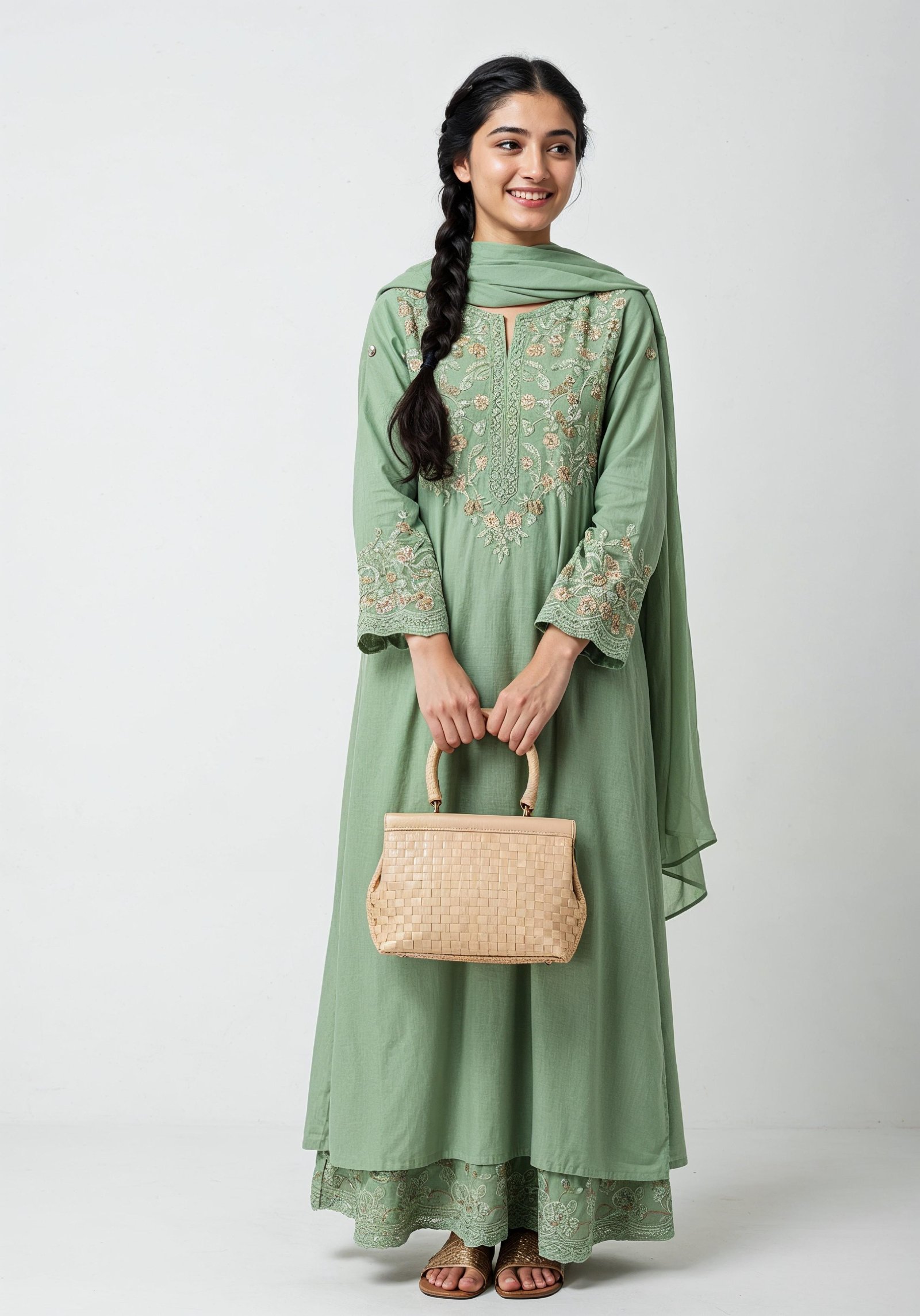 Young Muslim Woman in Modest Traditional Attire Educational Portrait