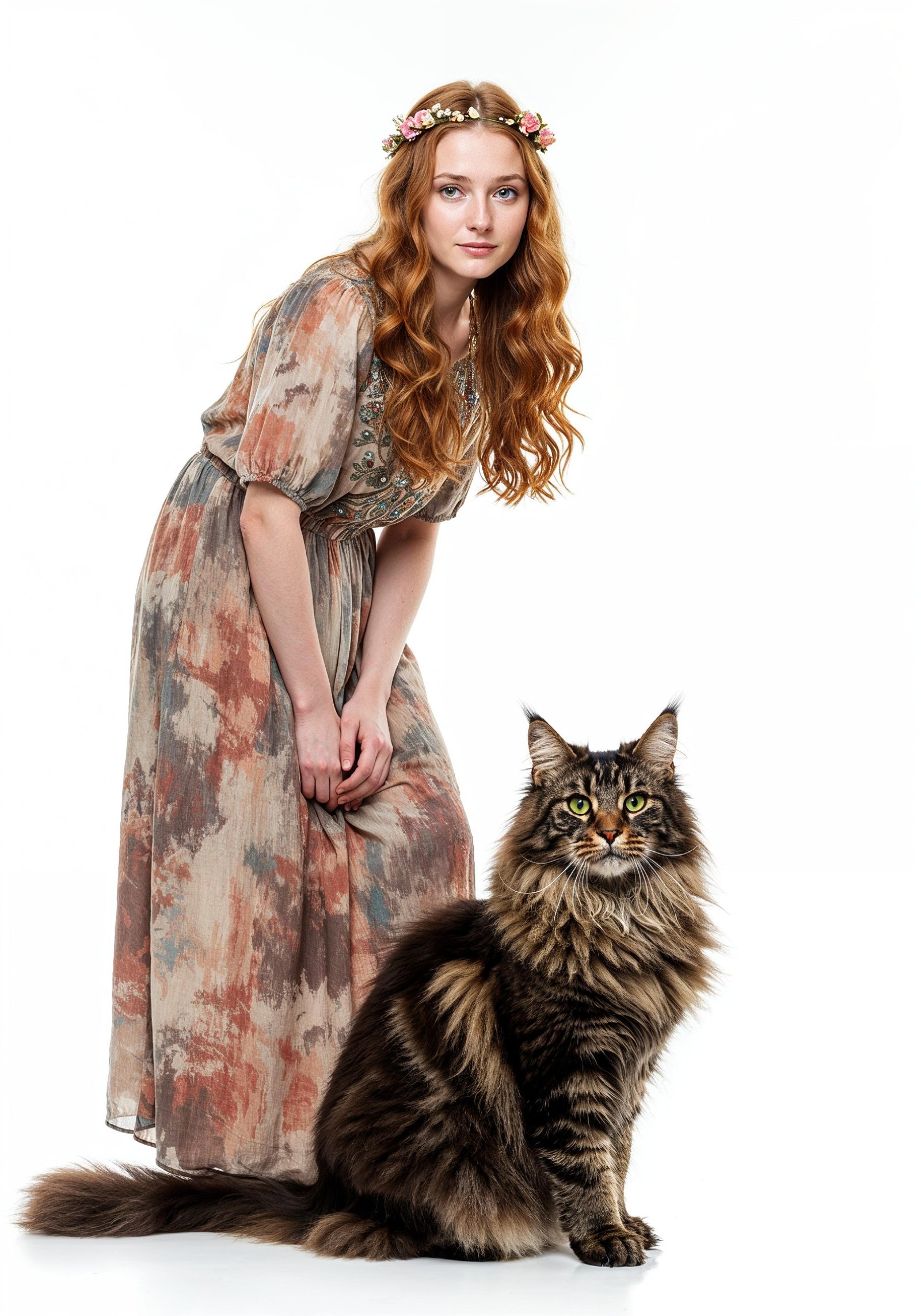Young Woman Holding Pet Cat Lifestyle Portrait with Casual Fashion and Animal Companion