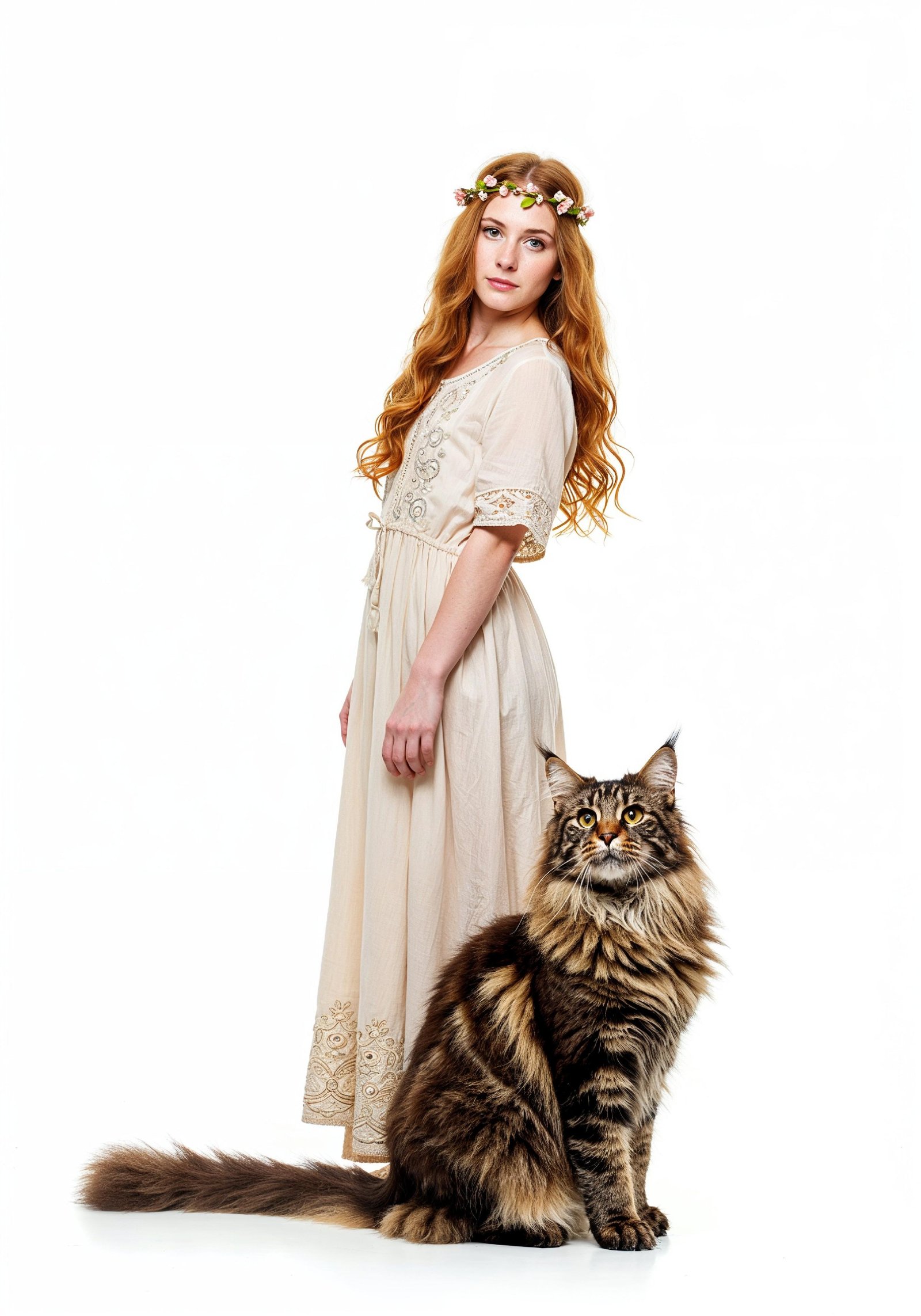 Young Woman Holding Pet Cat Lifestyle Portrait with Casual Fashion and Animal Companion