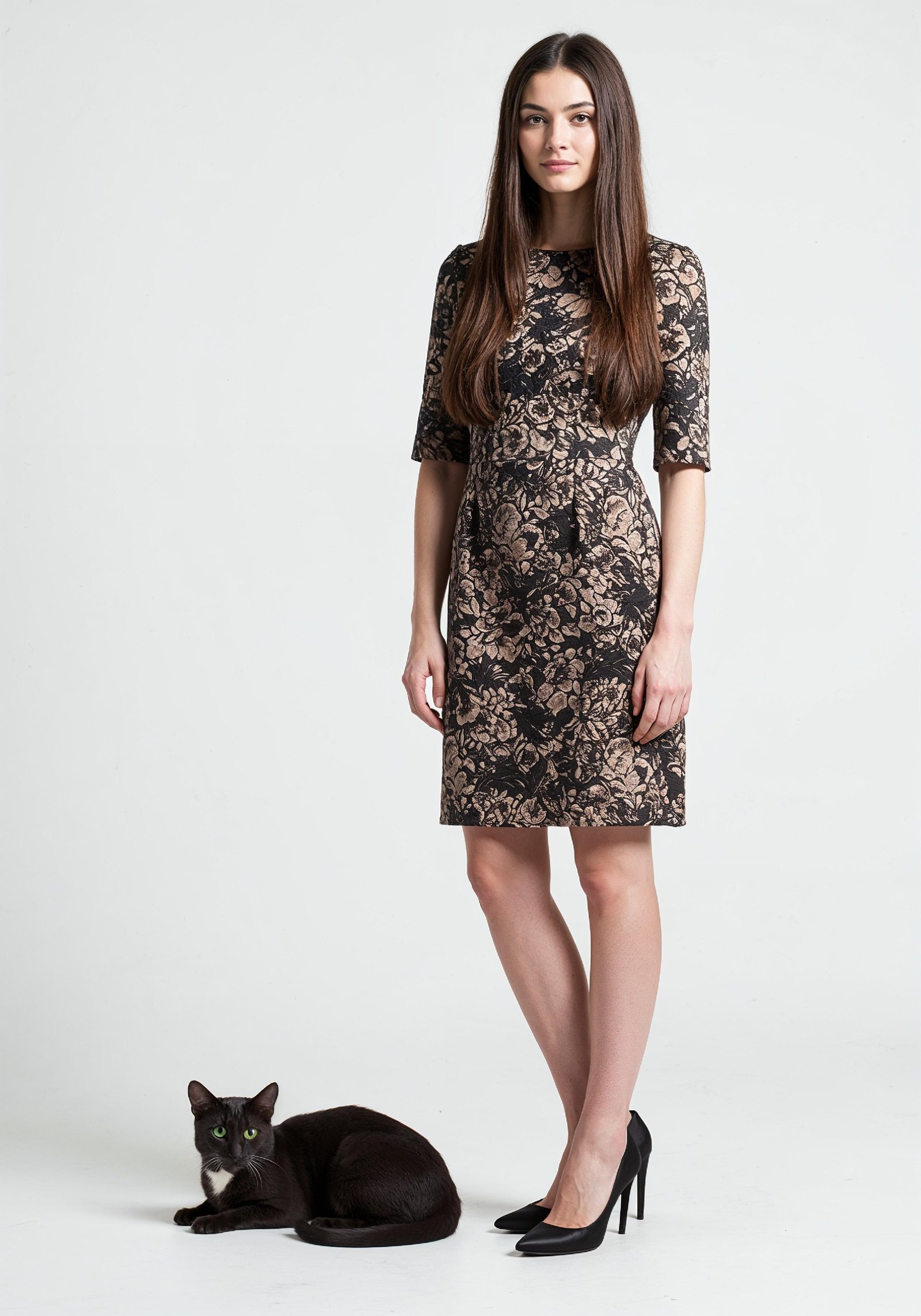 Young Woman Holding Pet Cat Lifestyle Portrait with Casual Fashion and Animal Companion