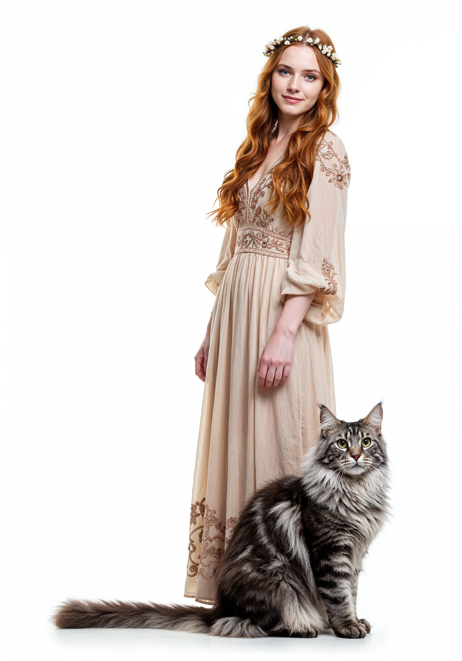 Young Woman Holding Pet Cat Lifestyle Portrait with Casual Fashion and Animal Companion