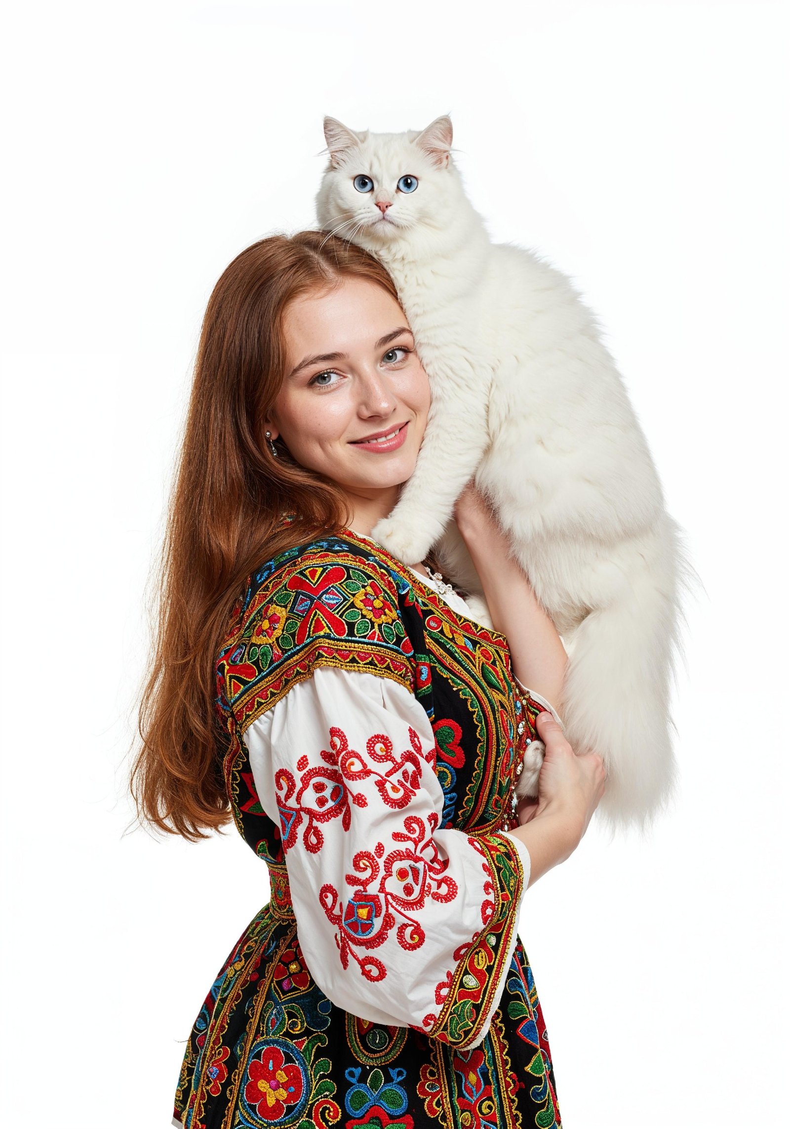 Young Woman Holding Pet Cat Lifestyle Portrait with Casual Fashion and Animal Companion
