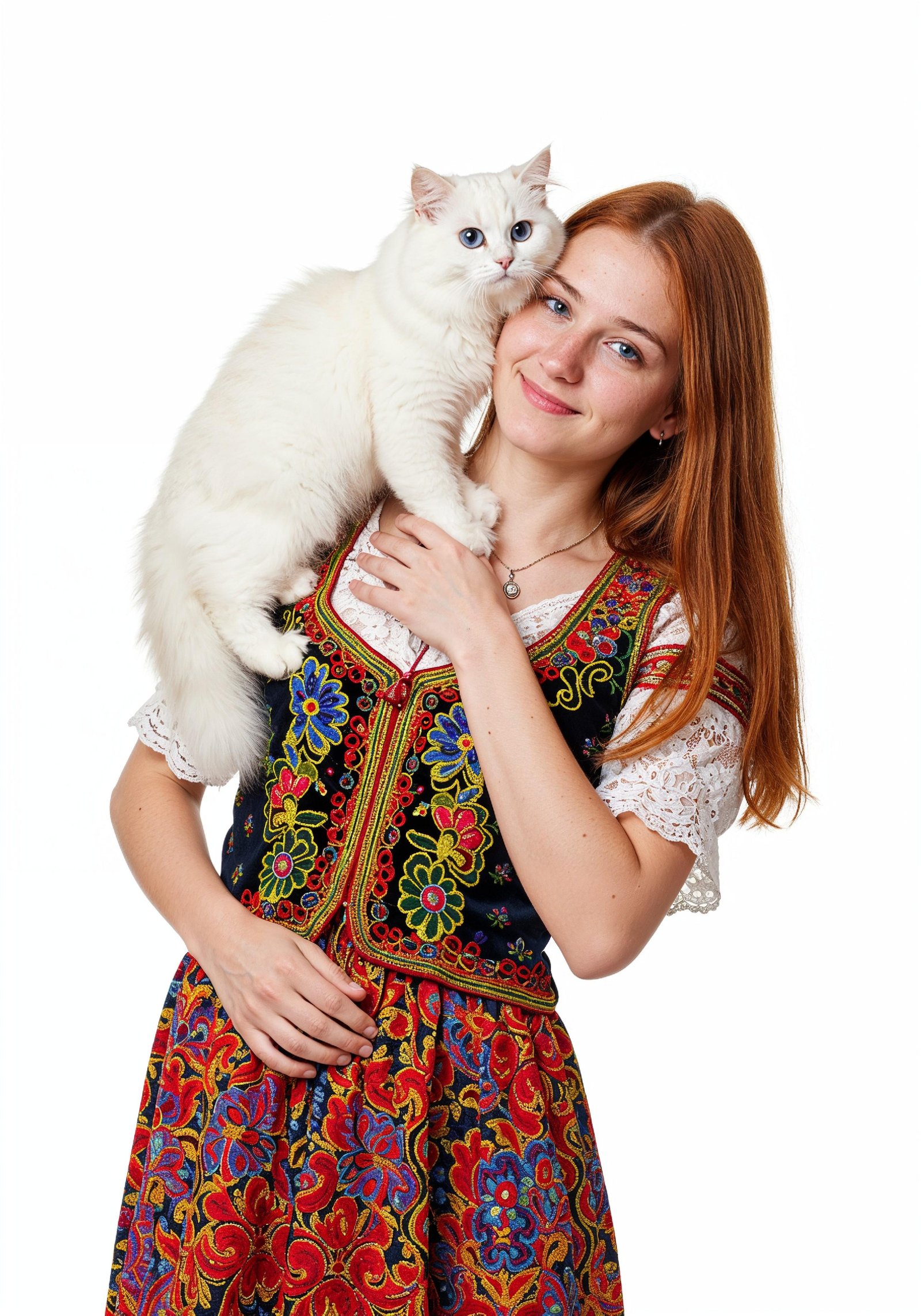 Young Woman Holding Pet Cat Lifestyle Portrait with Casual Fashion and Animal Companion