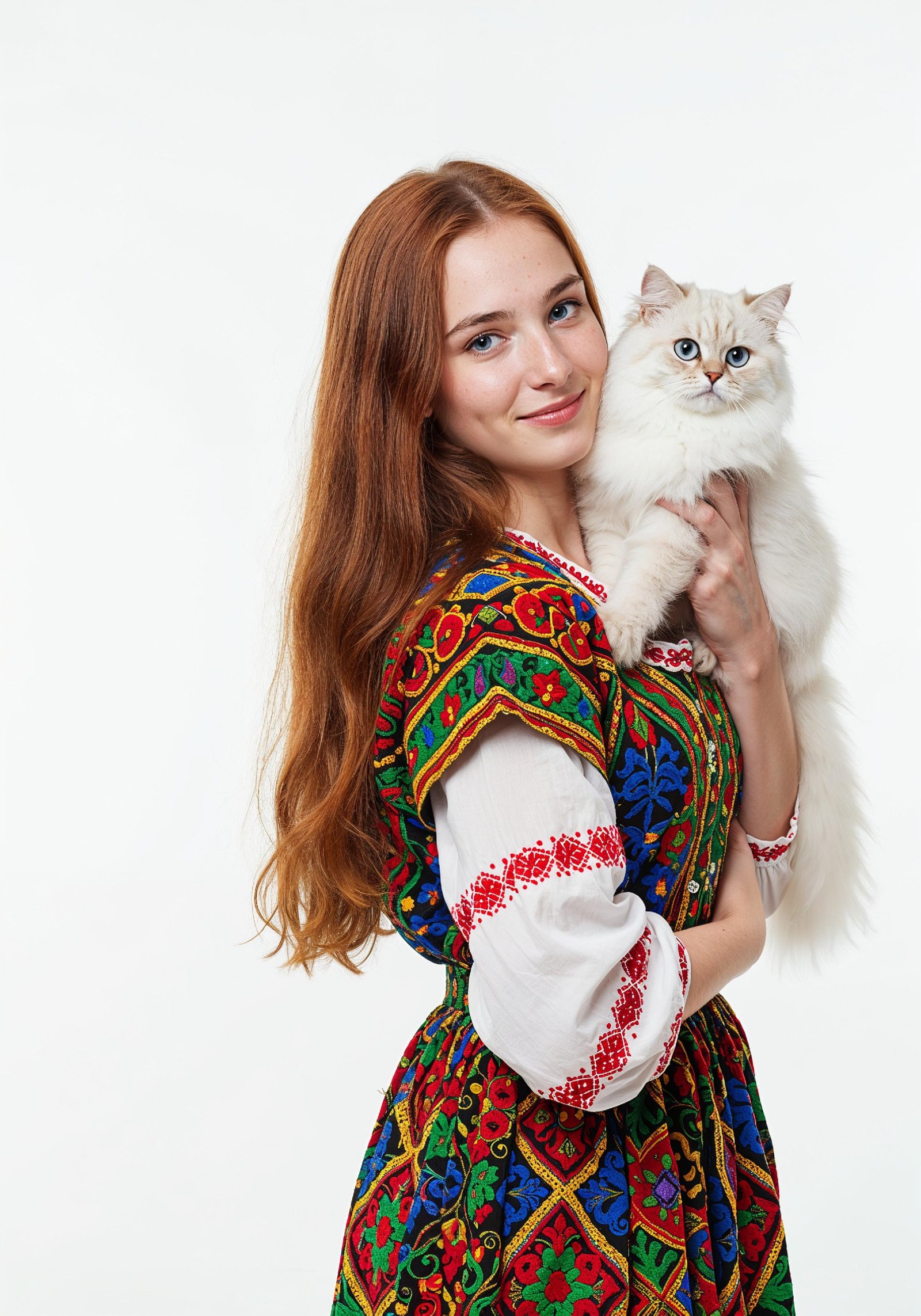 Young Woman Holding Pet Cat Lifestyle Portrait with Casual Fashion and Animal Companion