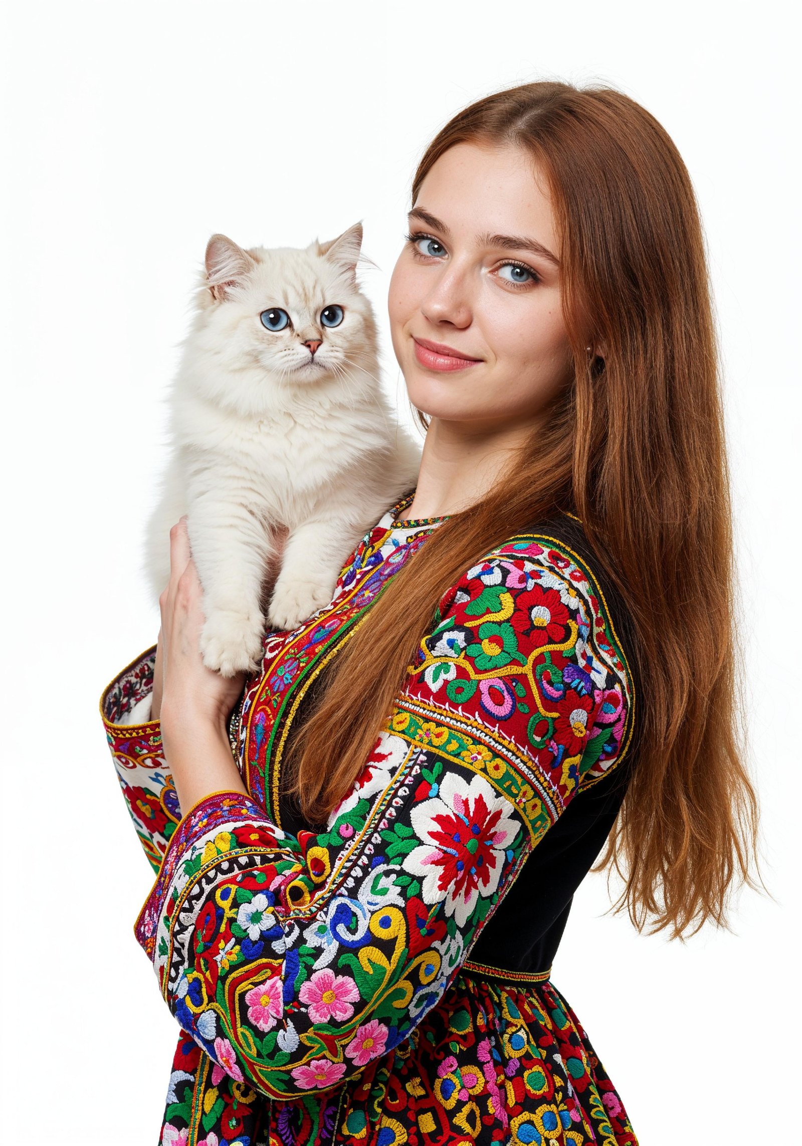 Young Woman Holding Pet Cat Lifestyle Portrait with Casual Fashion and Animal Companion