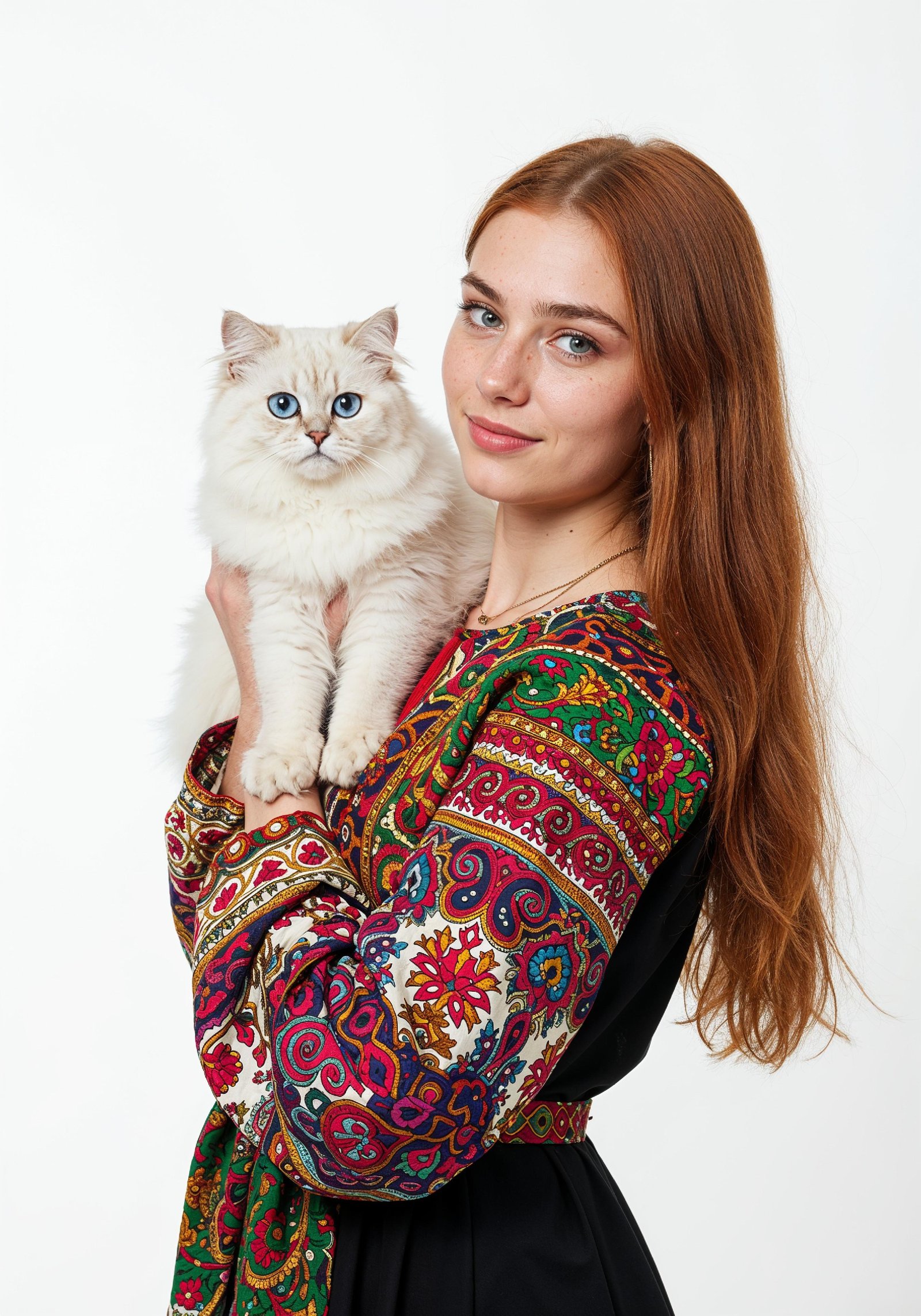 Young Woman Holding Pet Cat Lifestyle Portrait with Casual Fashion and Animal Companion