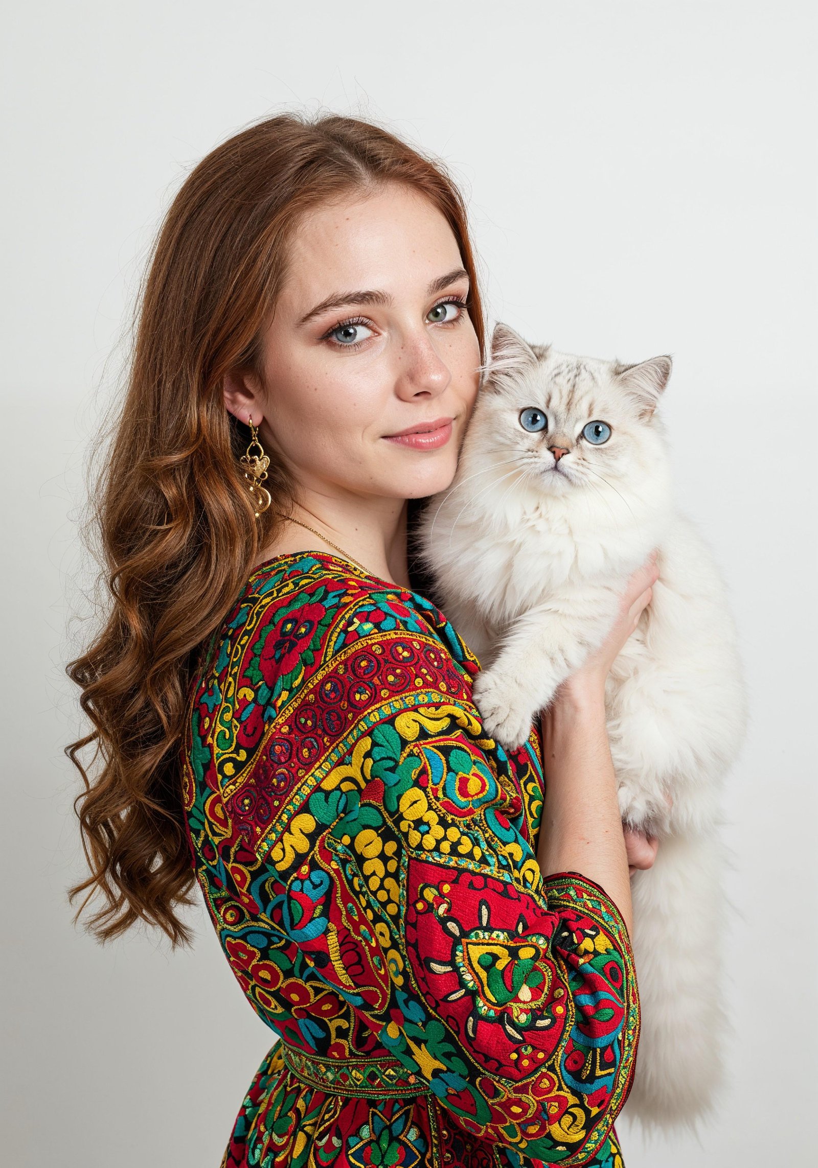 Young Woman Holding Pet Cat Lifestyle Portrait with Casual Fashion and Animal Companion