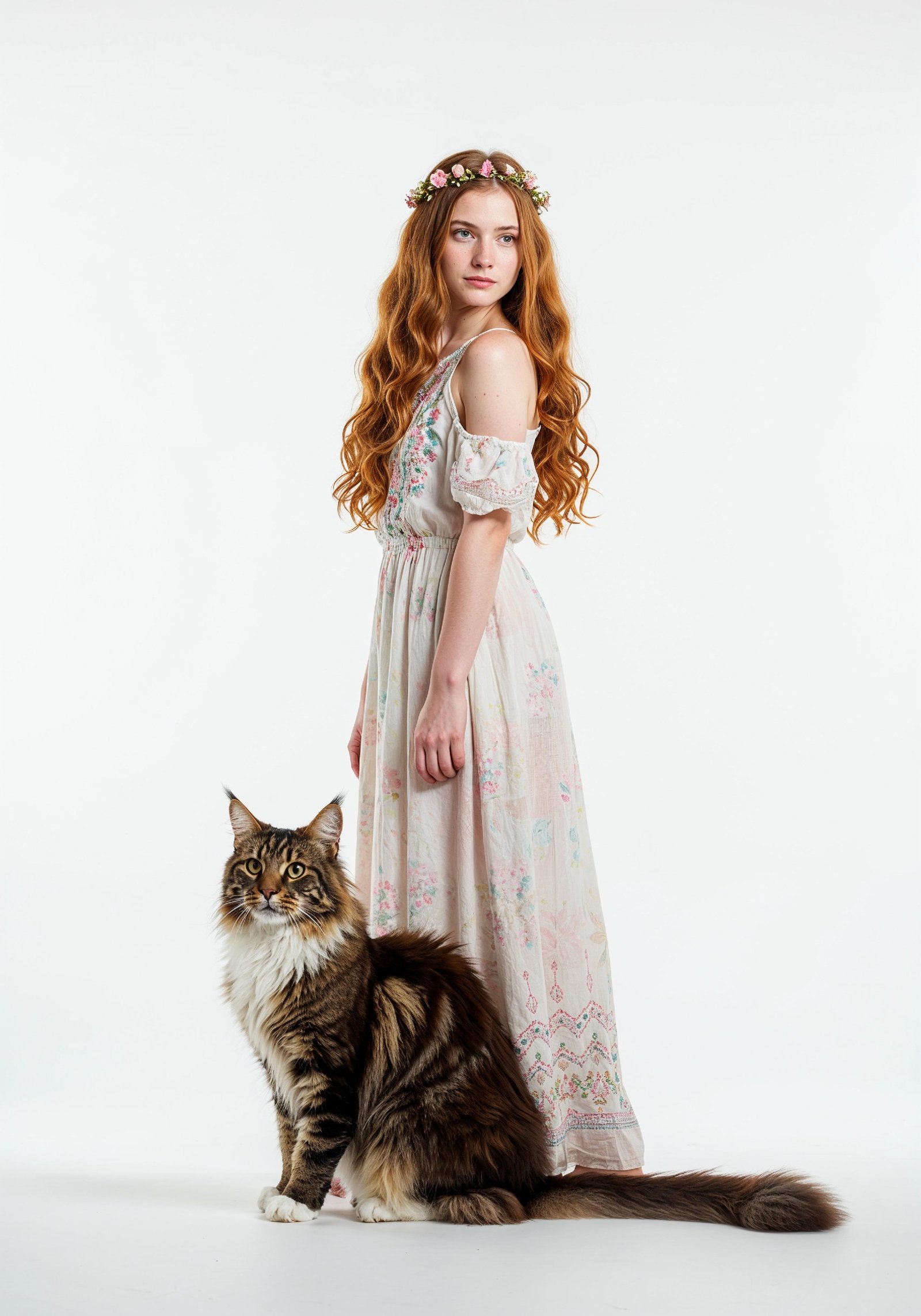 Young Woman Holding Pet Cat Lifestyle Portrait with Casual Fashion and Animal Companion