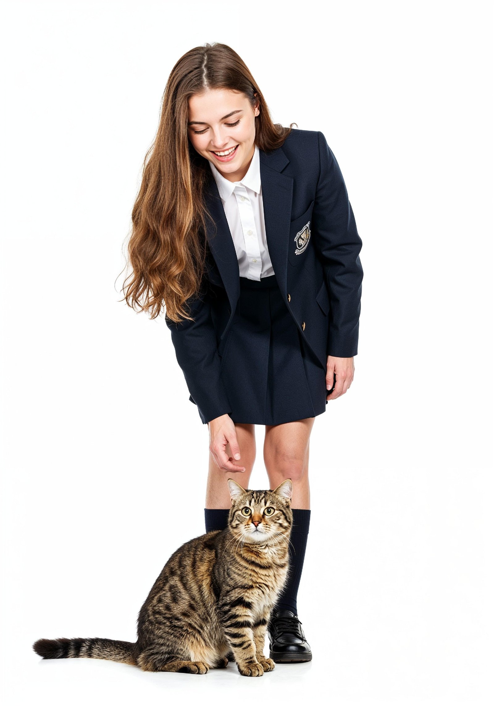 Young Woman Holding Pet Cat Lifestyle Portrait with Casual Fashion and Animal Companion