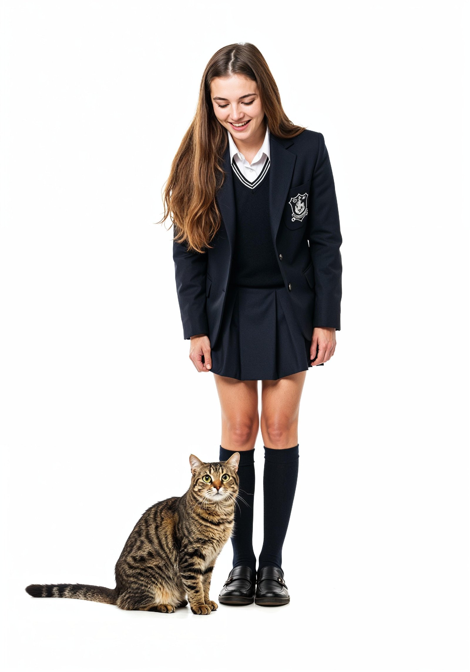 Young Woman Holding Pet Cat Lifestyle Portrait with Casual Fashion and Animal Companion